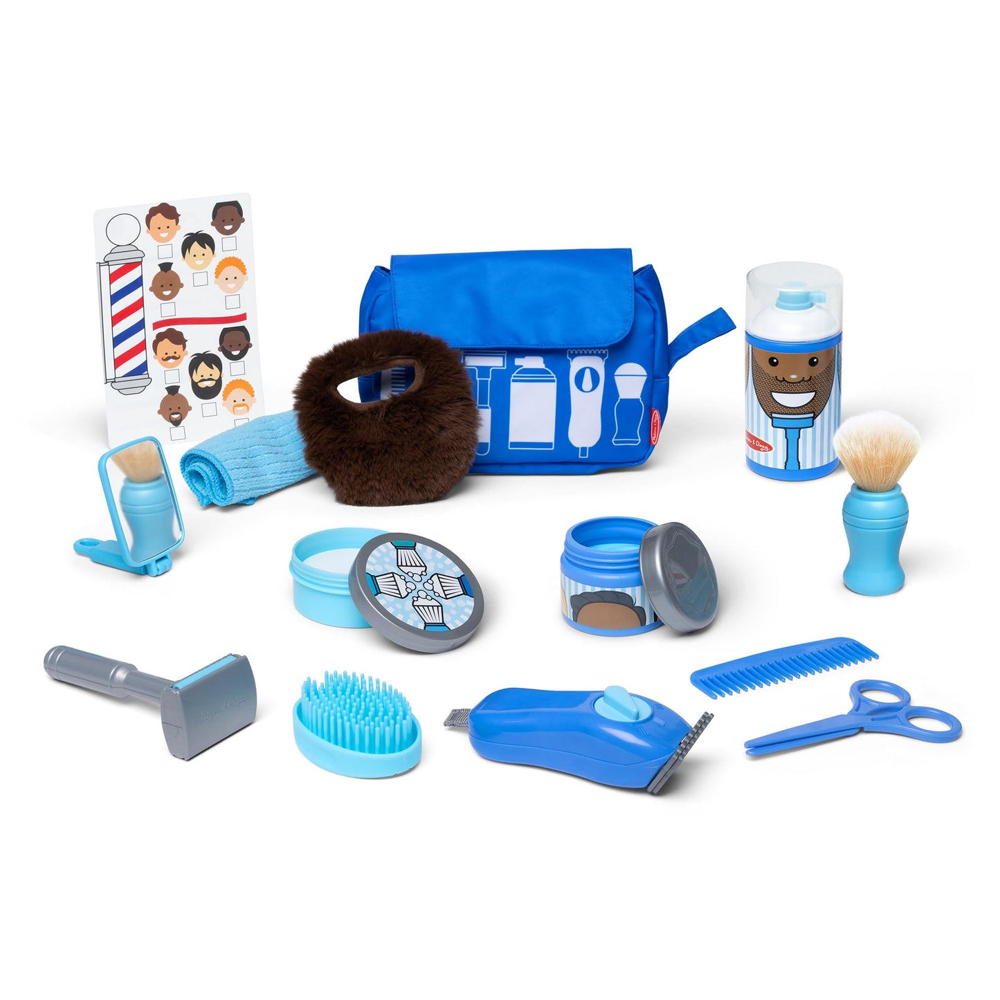 Melissa & Doug Barber Shop Pretend Play Set with Shaving Toys for Boys and Girls Ages 3+Wearable Beard and Shave Accessories for Role Play
