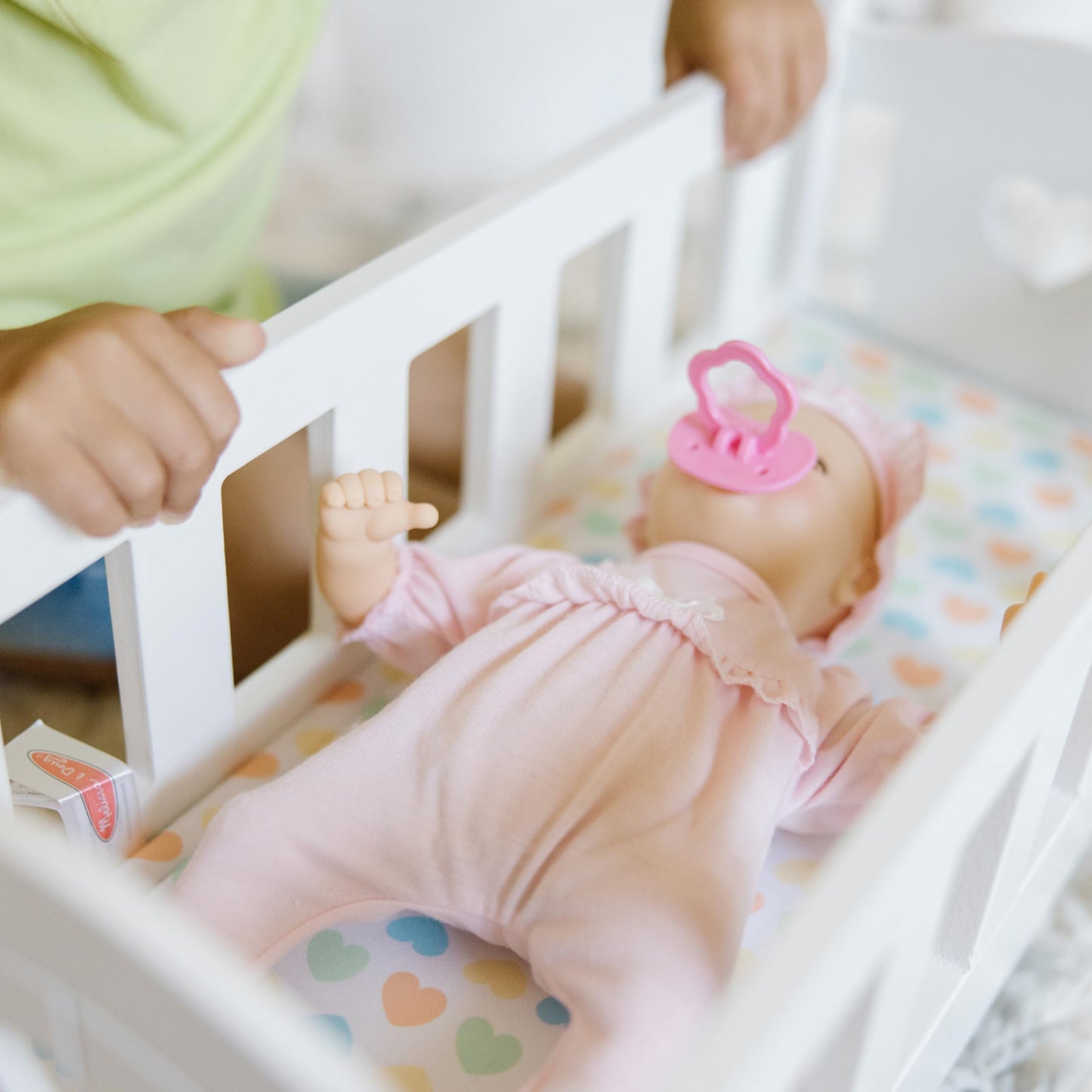 Melissa & Doug Mine to Love Wooden Play Cradle for Dolls, Stuffed Animals - White