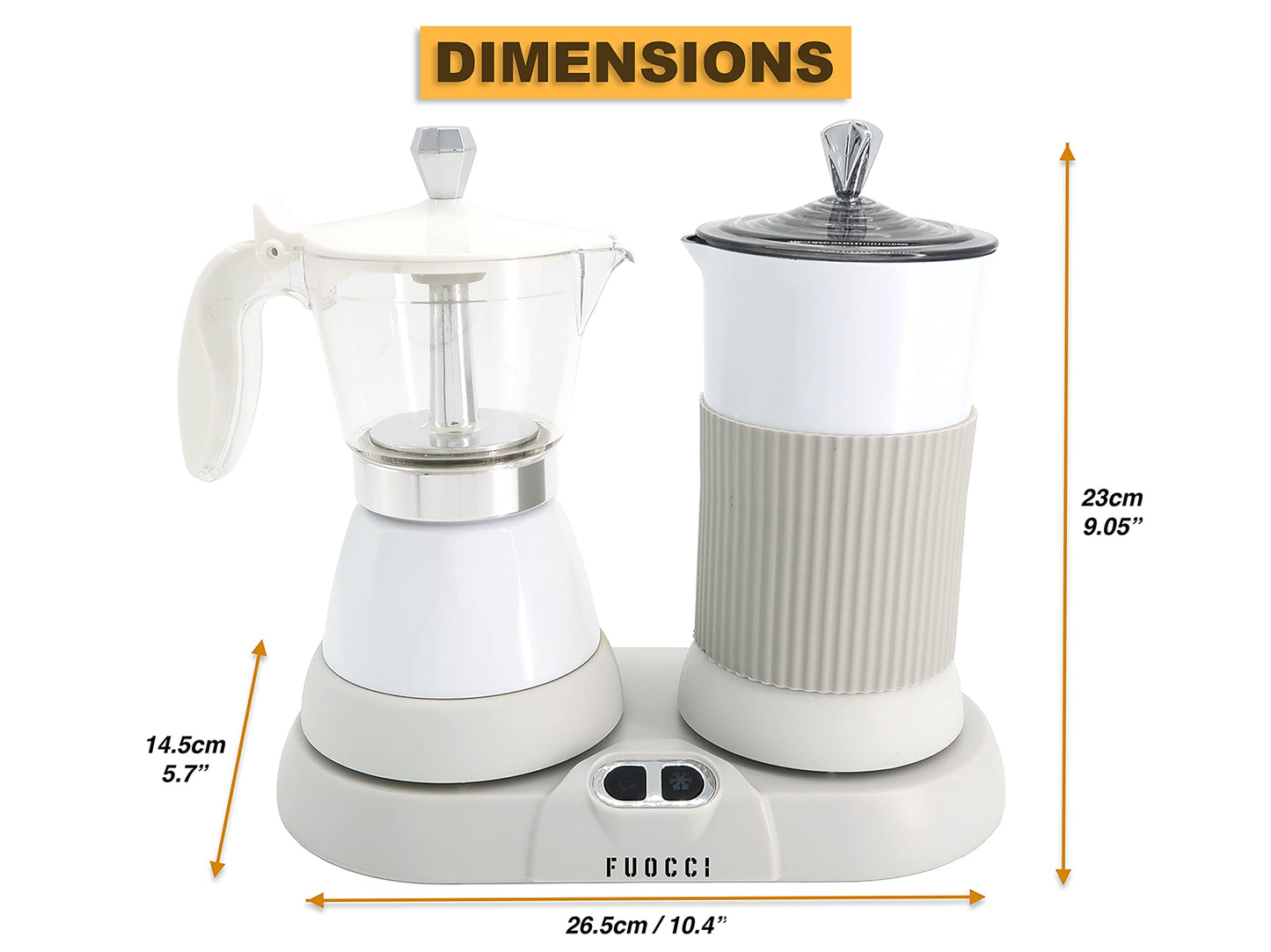 FUOCCI Espresso Maker With Milk Frother; 3 Cups Italian Coffee Maker; Electric Moka Pot And Frother For Cappuccino, Mocha, Latte Macchiato Cuban Coffee Maker Electric Cafeteras Electricas Modernas