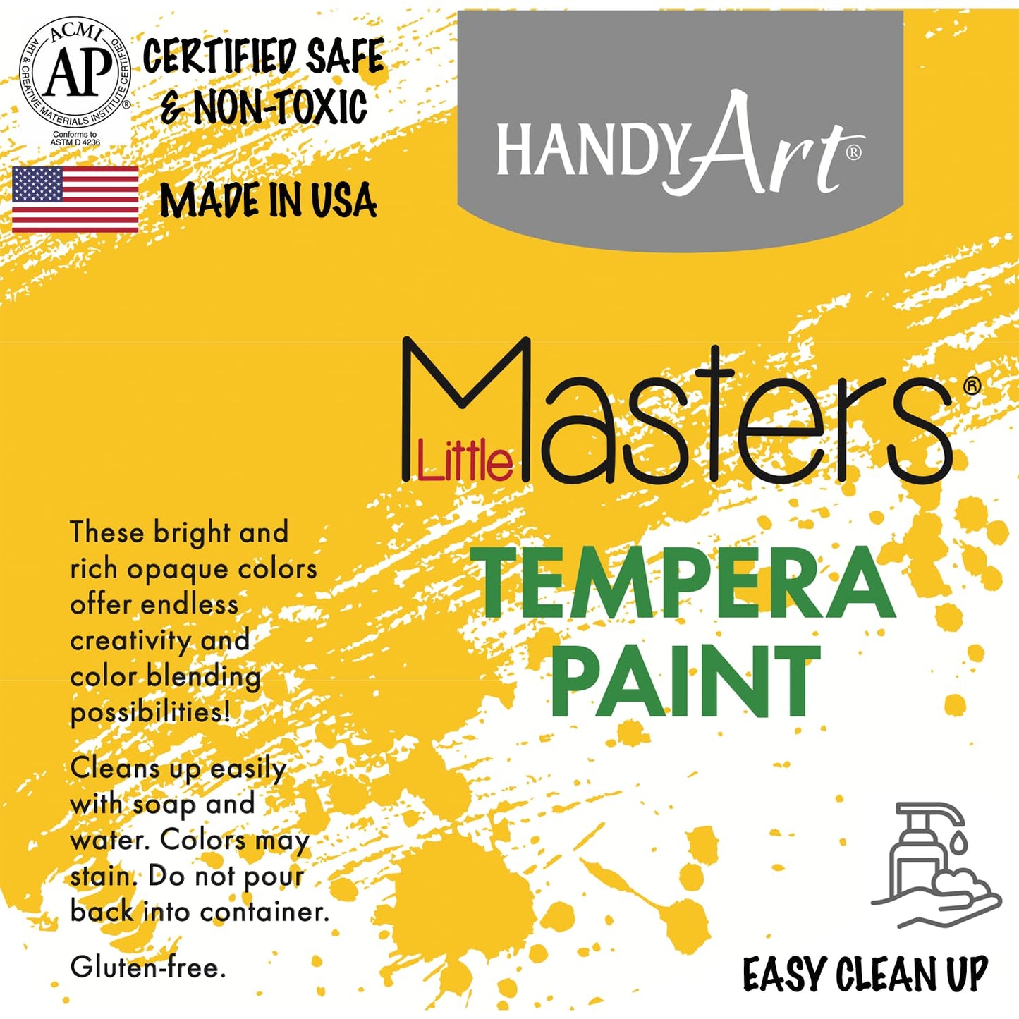 Handy Art Little Masters Tempera Paint, Brown, Gallon 128 oz Bottle, Bright & Mixable, High Opacity, Washable Colors for Classroom, Students, Kids, Young Artists, Safe & Non-Toxic, Made in USA