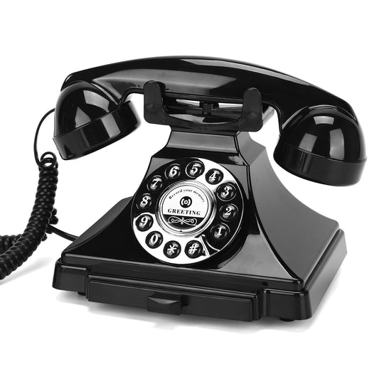 Audio Guest Book Wedding Phone,Audio GuestBook,Phone GuestBook,Bridal Shower Party Gifts, Vintage Guest Book Telephone Record Customized Voice Message for Your Wedding Party (Black)