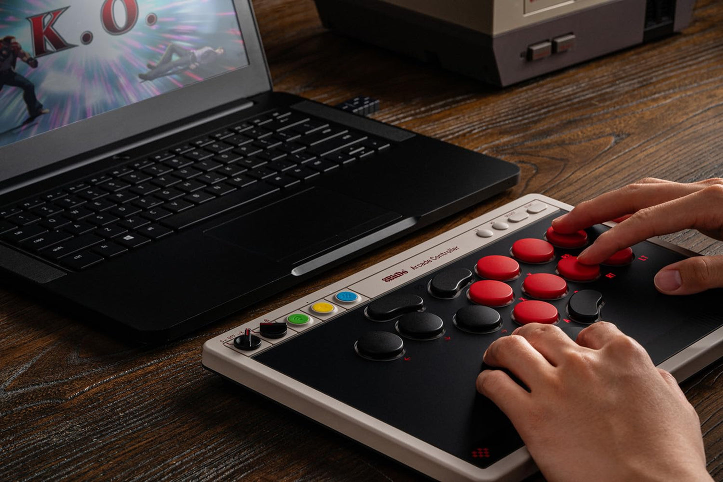 8Bitdo All-Button Arcade Controller for Switch/Switch 2 & Windows – Bluetooth, 2.4G, Wired Connectivity, Low-profile Mechanical Switches, 4 Programmable Buttons with fast-mapping, Hot-swappable PCB