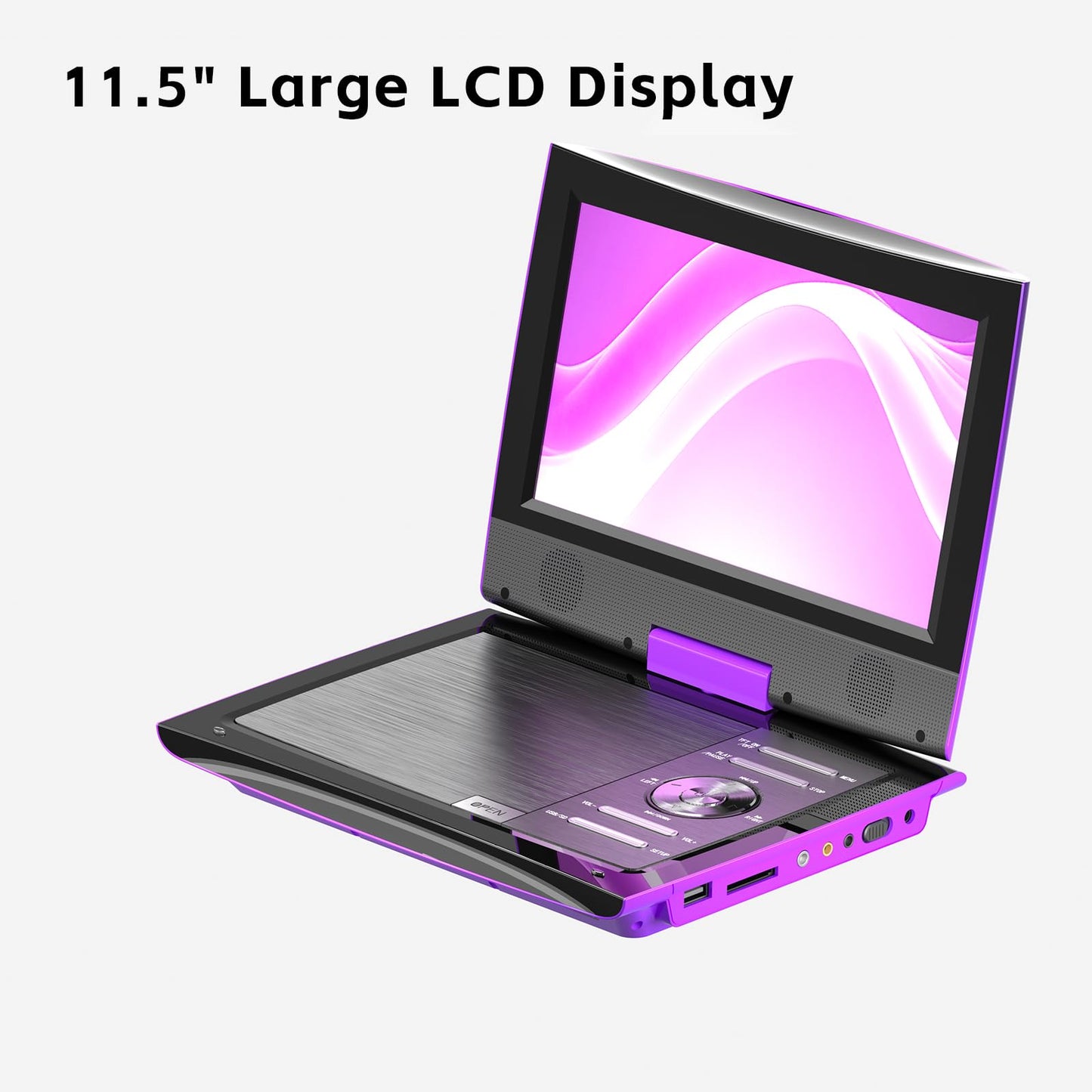 SUNPIN New 11.5" Portable DVD Player for Car and Kids, 9.5" Swivel Brightness Enhanced Screen, with Car Charger and Headrest Mount, Upgraded Remote Control, 5 Hours Battery, Dual Earphone Jack(Purple)