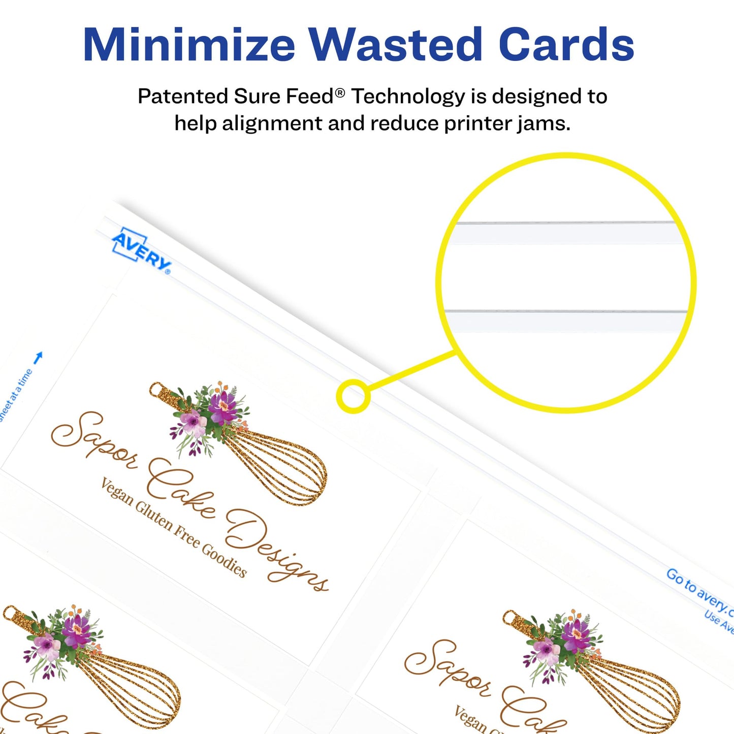 Avery Clean Edge Printable Business Cards, Sure Feed Technology, 2" x 3.5", White, 1,000 Blank Cards for Laser Printers (5874)