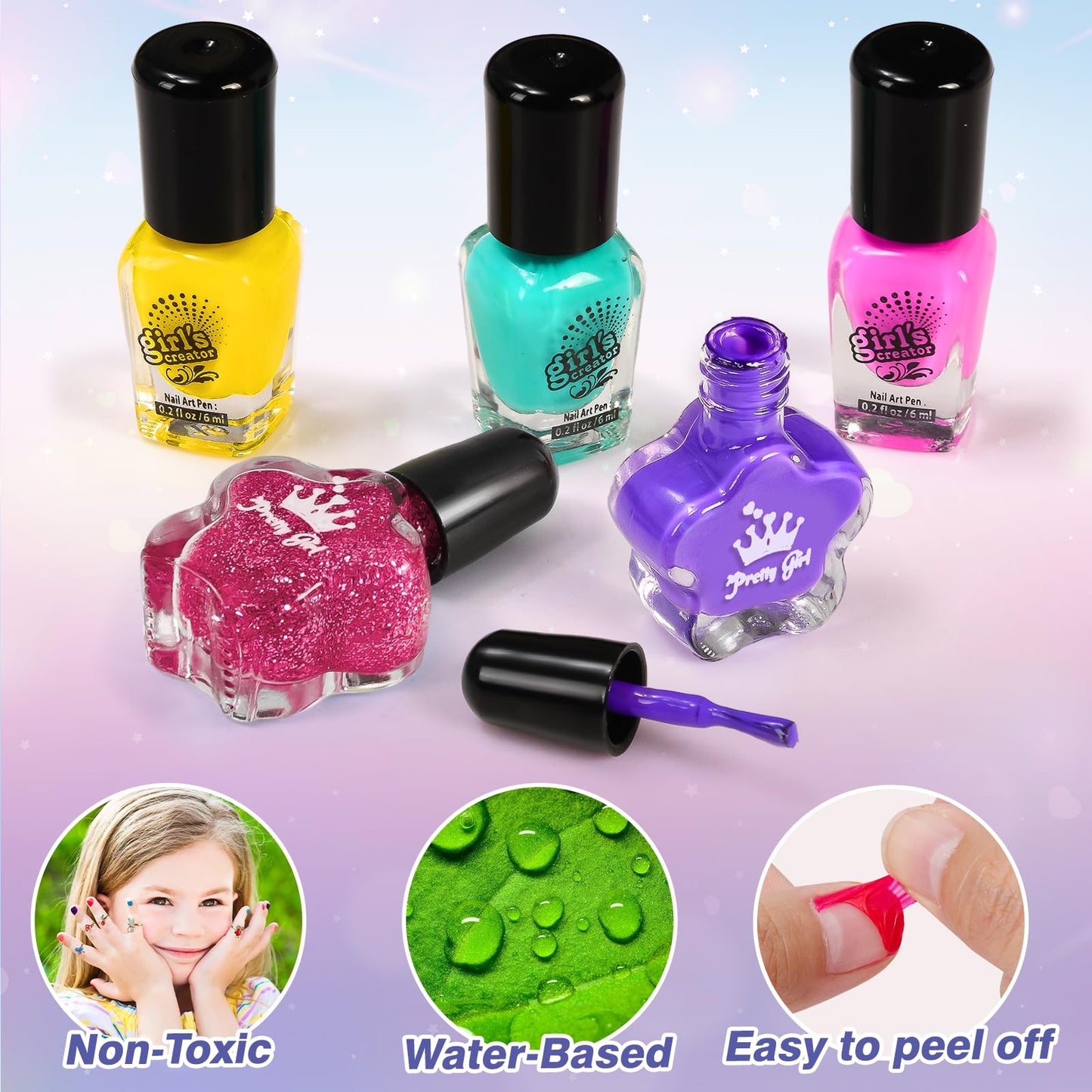 B Bascolor Kids Foot Spa & Nail Kit Set, Kids Spa Day Kit for Girls, Massage Foot Soak Tub and Nail Dryer, Manicure Pedicure Art Salon Girl Gift for 5-12, Christmas Birthday Gifts