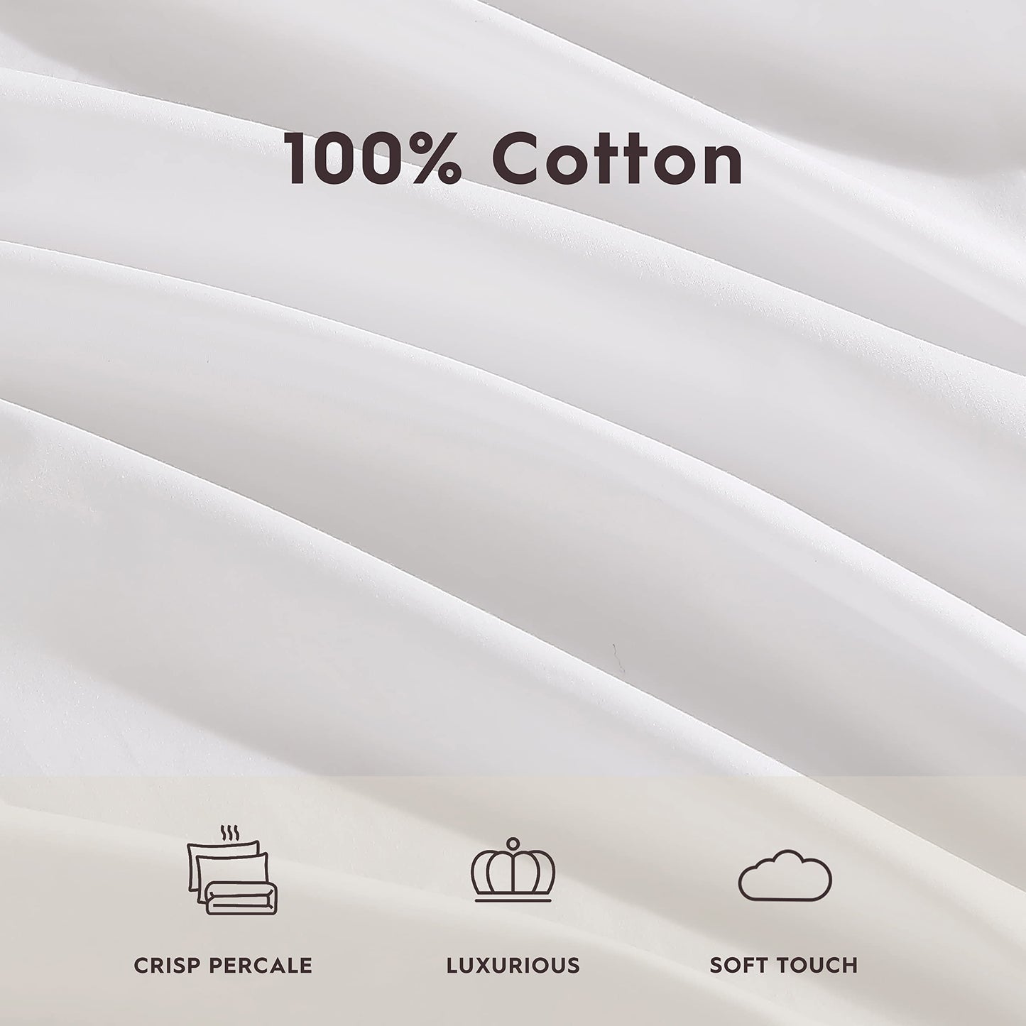 Laura Ashley - Queen Sheet Set, Cotton Percale Bedding Set, Crisp & Cool Home Decor (Solid White, Queen)