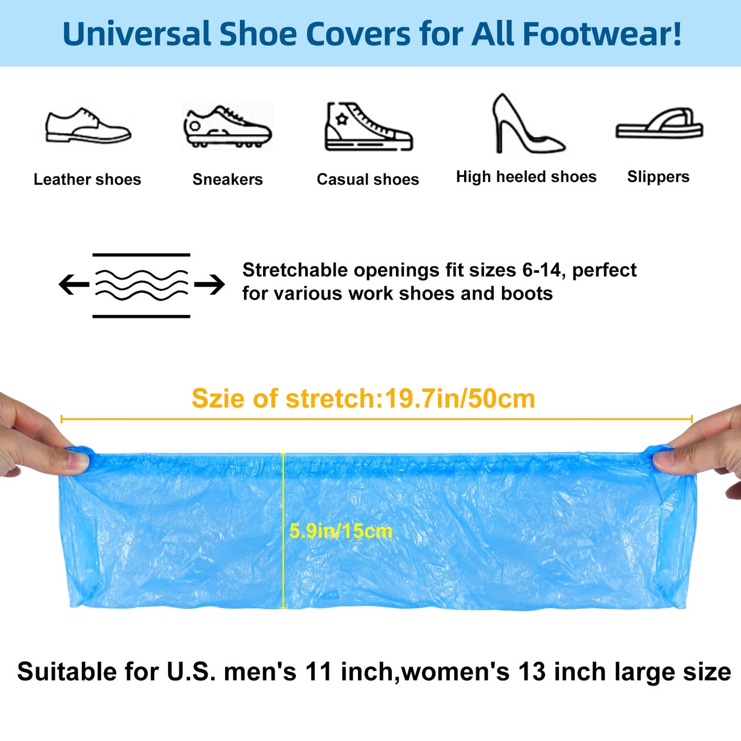 LYSHIYI 1000 Pcs Shoe Covers Disposable, Non-Slip, Reliable Shoe Covers for Indoors, 15.7'' Adjustable Size Great Value Boot Covers for Home, Hospitals, and Businesses