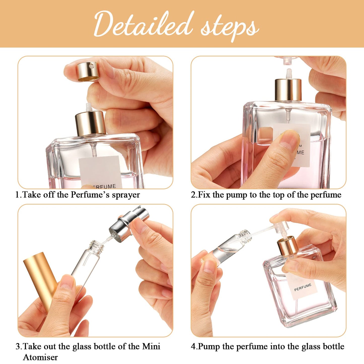 Zonon 56 Pieces Refillable Perfume Atomizer Mini Refillable Spray Perfume Bottle Portable with 56 Pieces Refill Pump Dispenser Pump Transfer Tool for Outgoing(5ml)