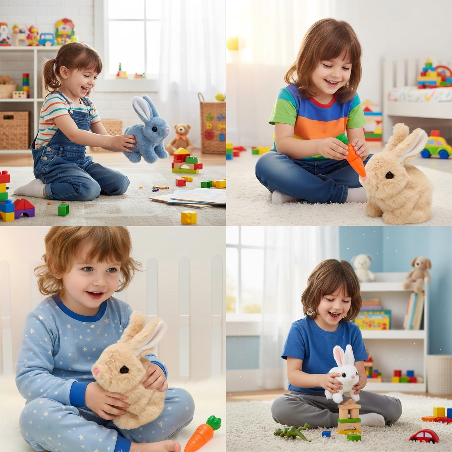 Zloeoa Electronic Interactive Jumping Toy, Realistic Plush Bunny (Brown & White)