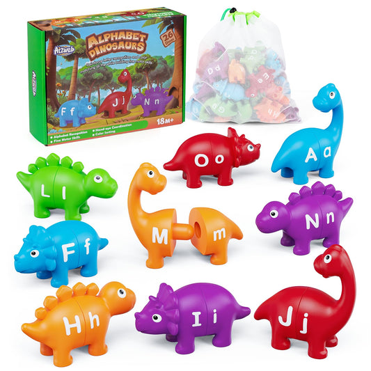 Aizweb Alphabet Learning Toys,Dinosaur Color Sorting Matching Letter Game for Toddlers,Preschool Kindergarten Learning Activities Classroom Must Haves,Montessori Educational ABC Fine Motor Skills