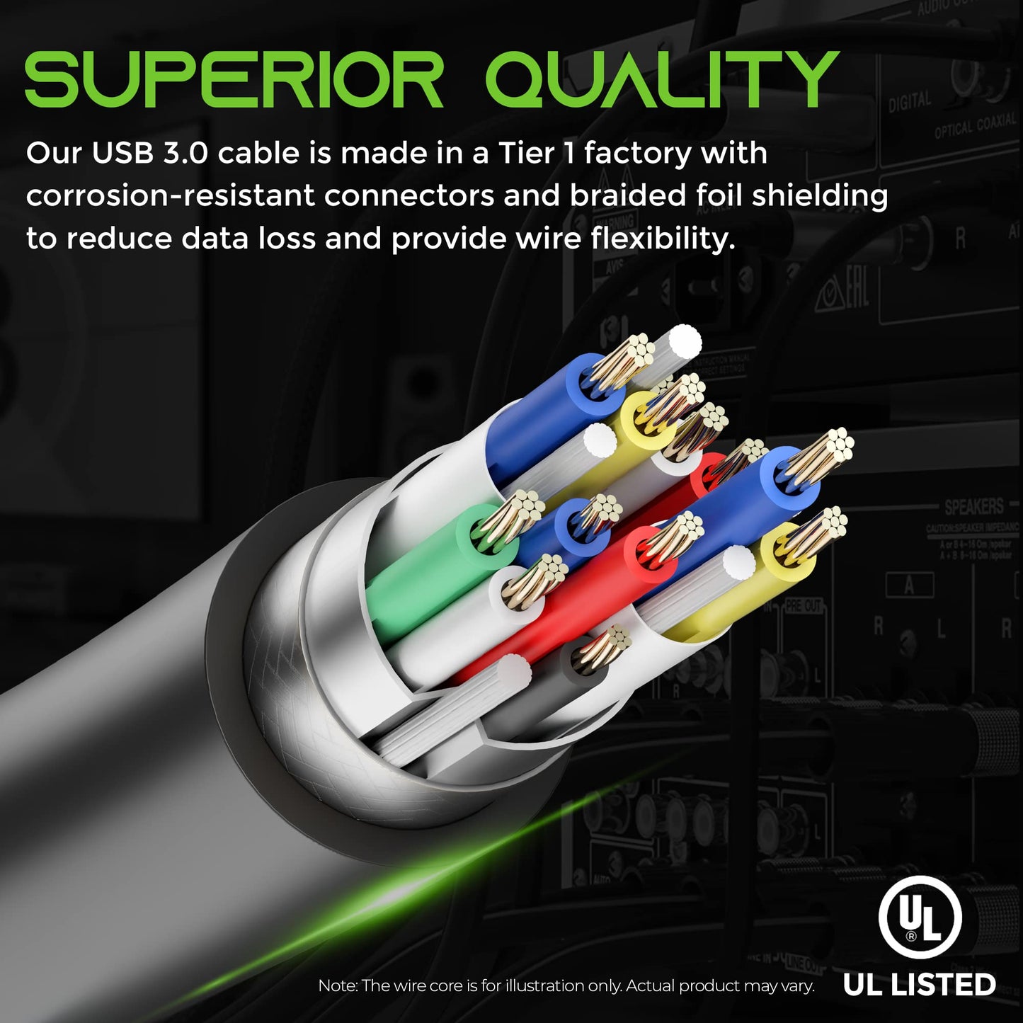 GEARit USB 3.0 Active Extension Cable (30 Feet) A-Male to A-Female USB Repeater with Signal Booster for Oculus Rift, Quest Link, Xbox 360 Kinect, PlayStation, Printer, Webcam - 30ft