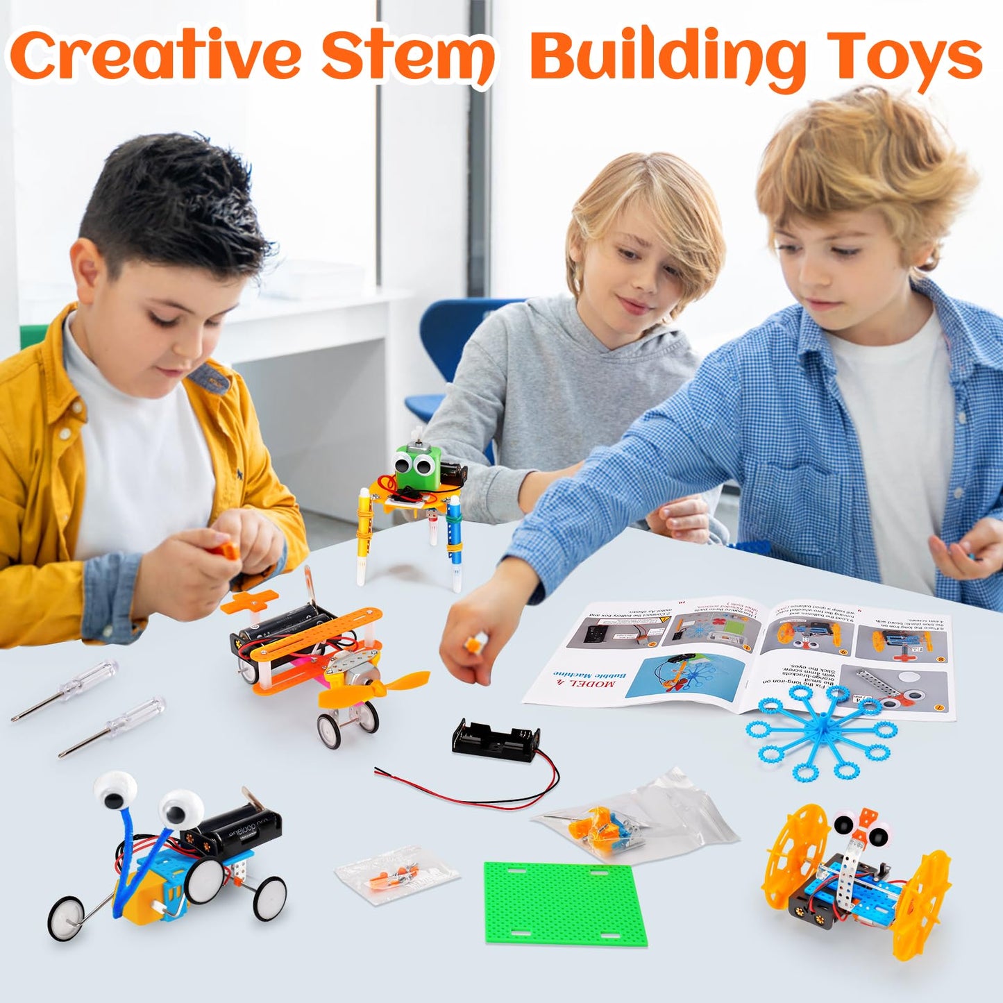 STEM Science Robotics Kit 6 Set Electronic Science Experiments Projects Activities for Kids DIY Engineering Building Kit Age 8-10 10-12 Motor Robot Toy for 8 9 10 11 12 + Years Old Boys Girls Gift