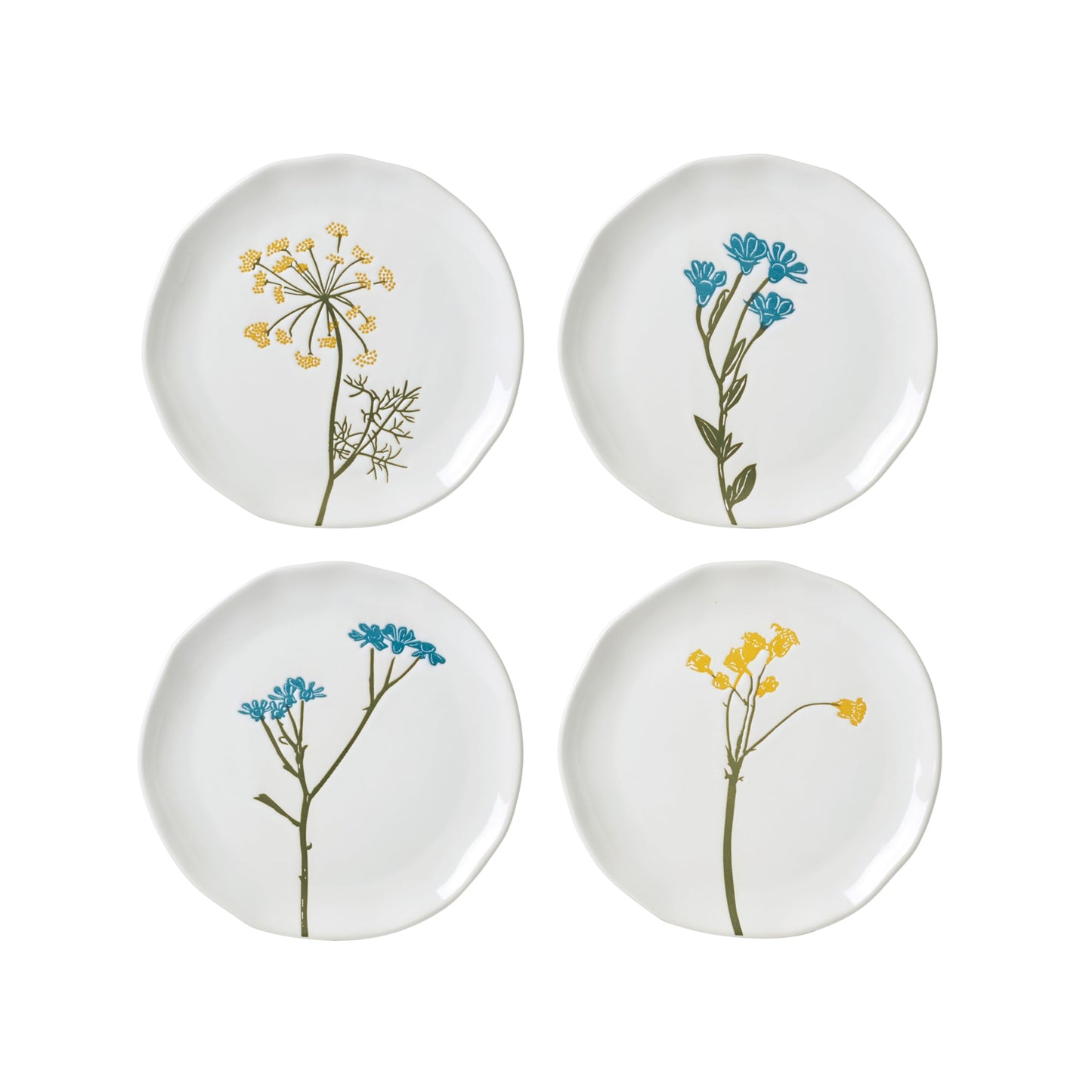 Lenox Dinnerware Set, Wildflowers Tidbit Appetizer Plates Set Of 4, Service For 4, Dessert Plates, Small Plate 6 Inch, Snack Plate, Stoneware, Dishwasher Safe, 6-Inch Diameter (Assorted, 4 Piece)