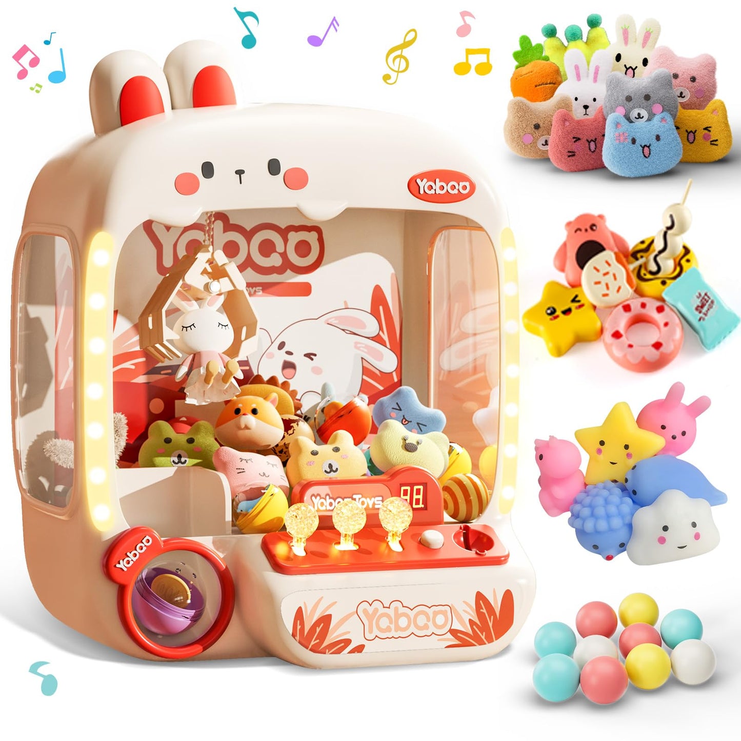 Vanvimen 64 PCS Bunny Claw Machine for Kids Girls,Vending Machine Toys with Sound Lights,Candy and Prize Electronic Dispenser Game Ages 3-4 4-8,Easter Birthday Party Gift for 3 4 5 6 Year Old Girls