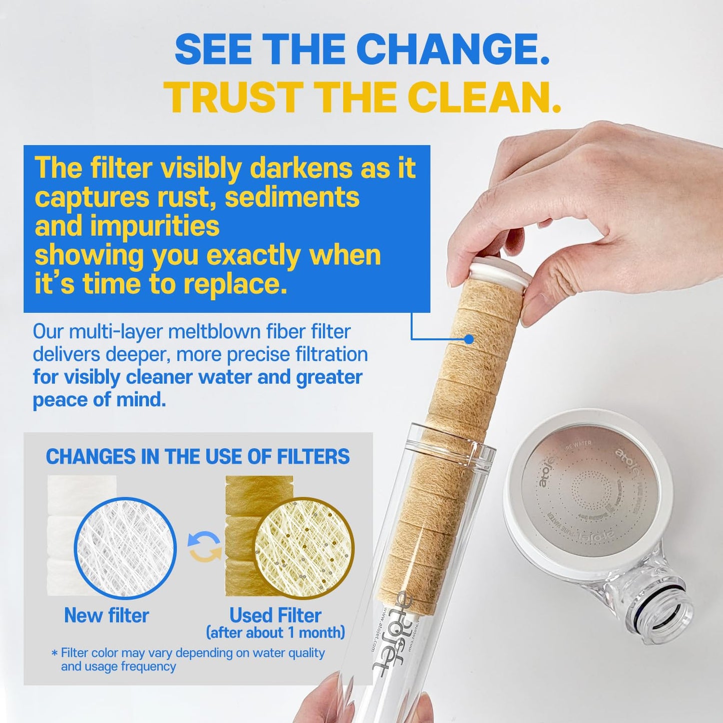 Atojet Filter Showerhead Inspired By Korea's Beauty Culture | Carbon Composite Filter | Single Set (Hose, Mount, Teflon Tape, Wrench) (AJ8200MC-SET-SNG)