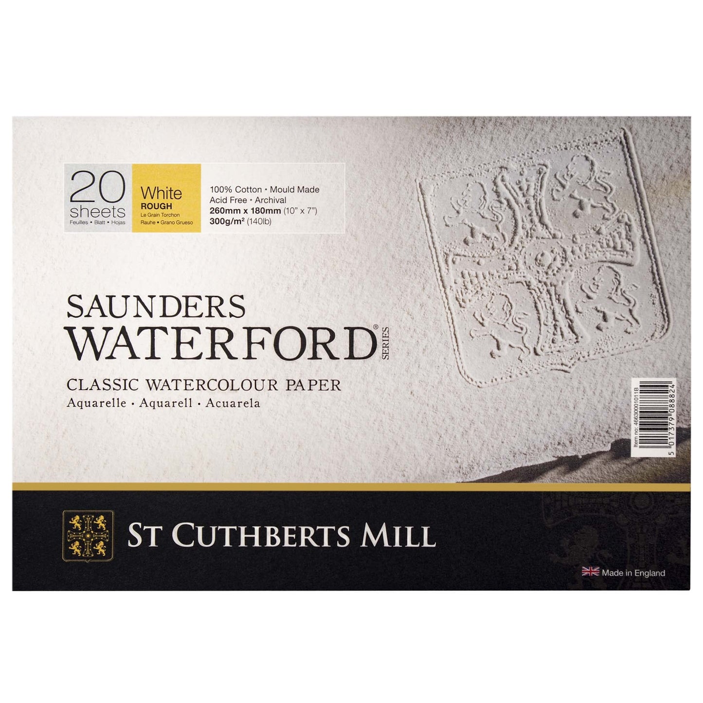 Saunders: Block : 300gsm : 18x26cm : 7x10in : 20 Sheets : Rough