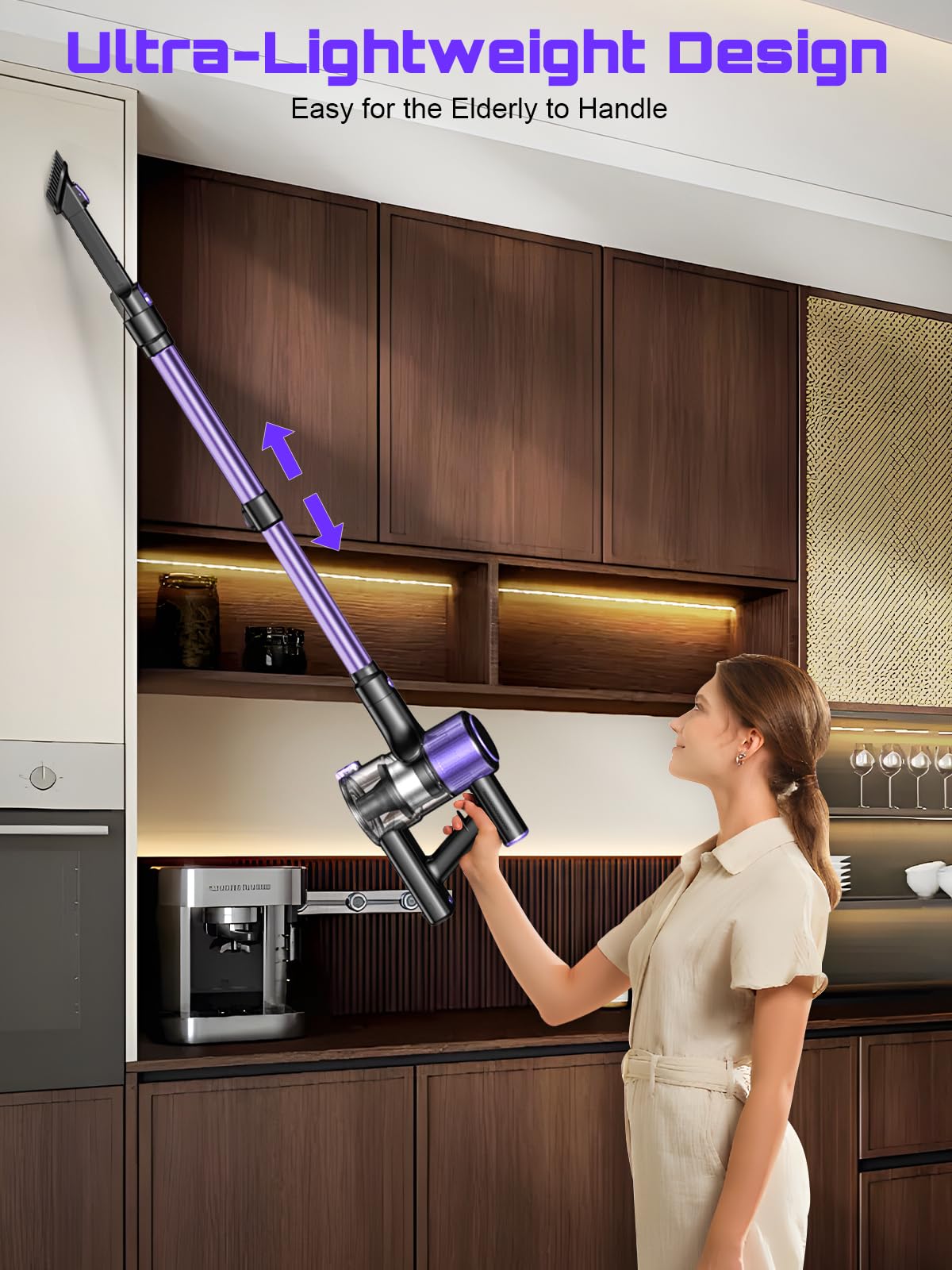 OIRFND Cordless Vacuum Cleaner, 10 in 1 Stick Vacuum with Powerful Suction, Hose, Green LED Light, Anti-Tangle Brush, Lightweight Rechargeable Vacuum Cleaner for Home, Hardwood Floors, Carpets