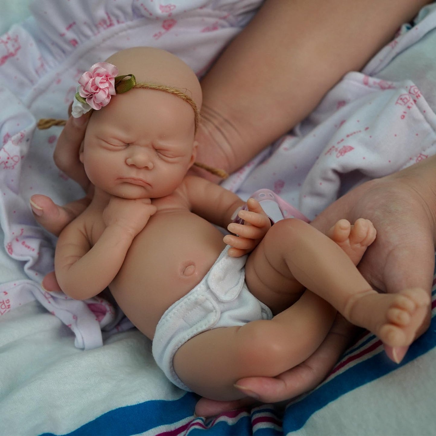 12" Micro Preemie Full Body Silicone Baby Doll Girl,Realistic Soft Silicone Newborn Baby Doll, Real Full Body Silicone Reborn Baby Dolls with Feeding Accessories