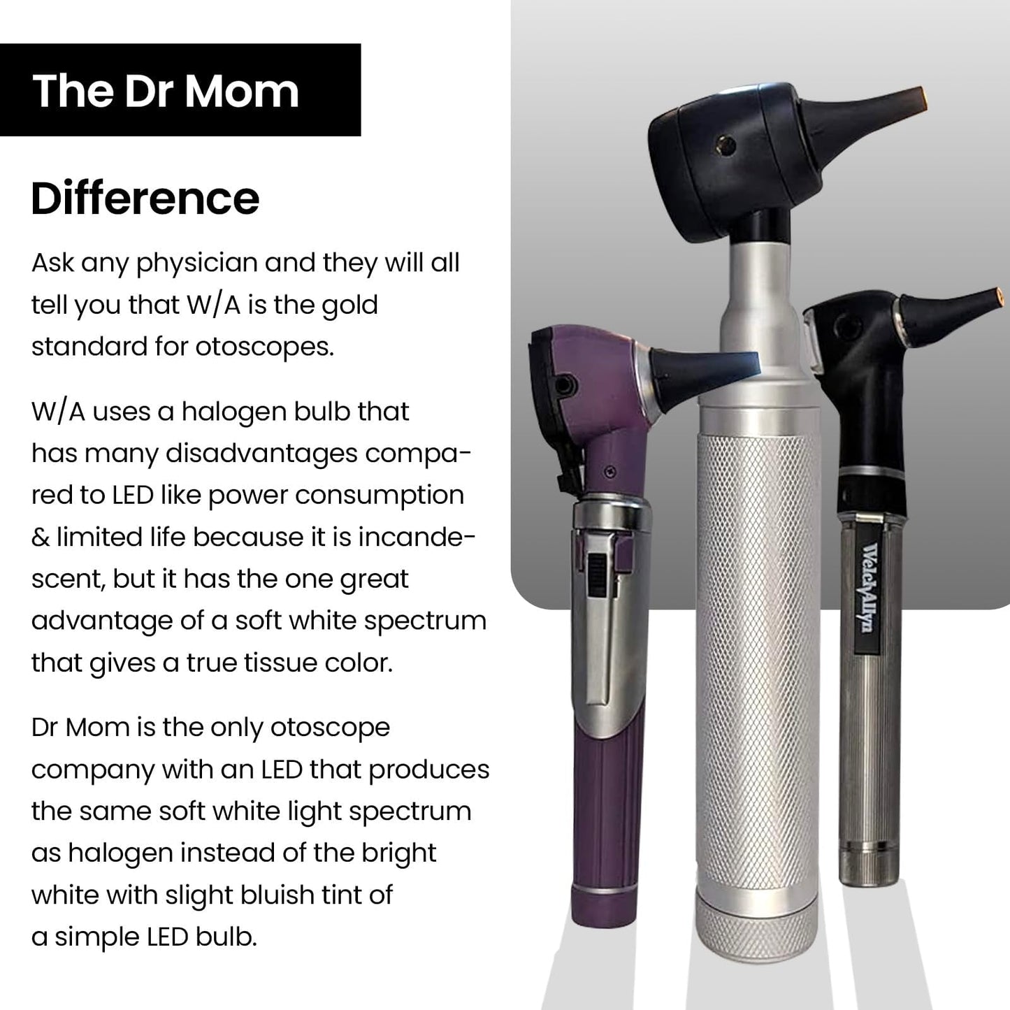 5th Gen Dr Mom Professional Otoscope - Full-Size with Our Largest Lens, Complete with Batteries and Hard Travel Case
