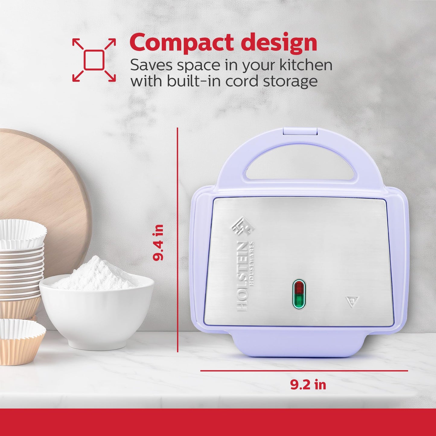 Holstein Housewares Non-Stick 6-Count Electric Cupcake Maker Machine – Bakes 6 Cupcakes, Muffins, Pizza Cups, Cinnamon Buns – Perfect for Gifts, Birthdays, Holidays, or Bake Sales, Lavender