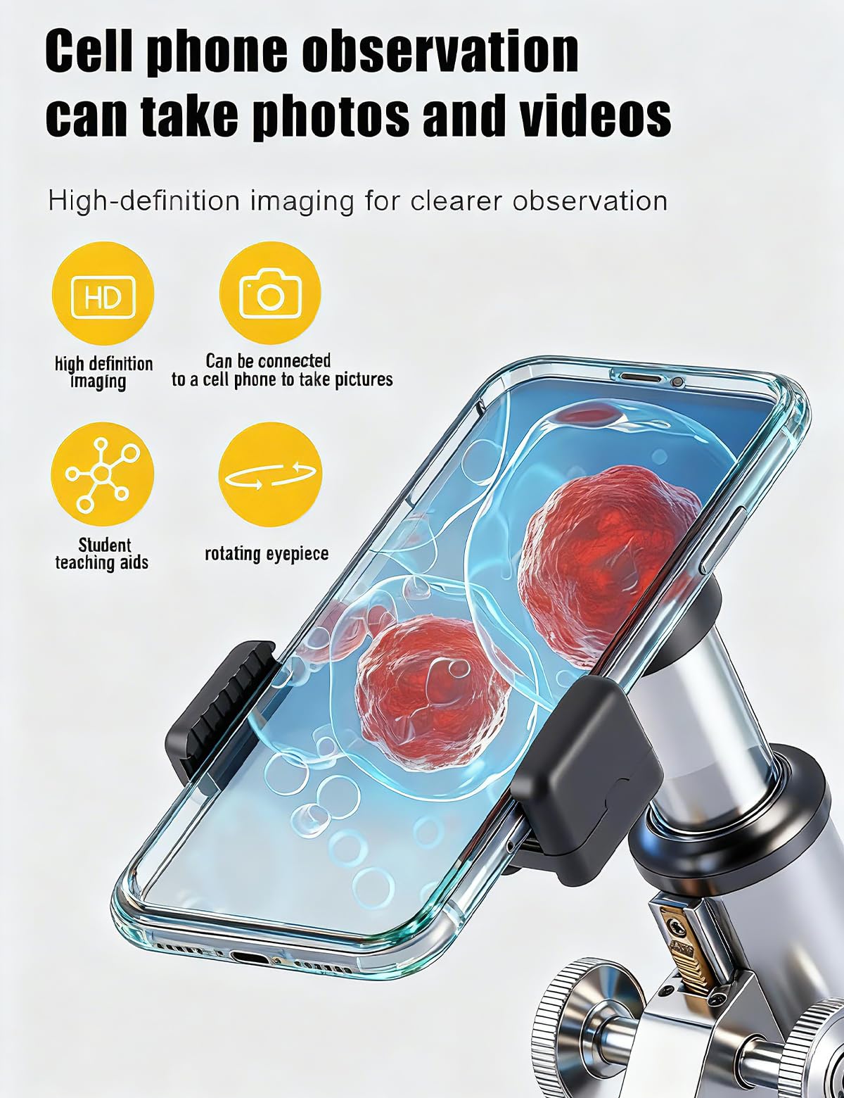Poothoh Compound Microscope for Adults & Kids - 40X-2000X High-Power Biological Microscope for Students, School Lab & Home Education, with Slides Set & Phone Adapter