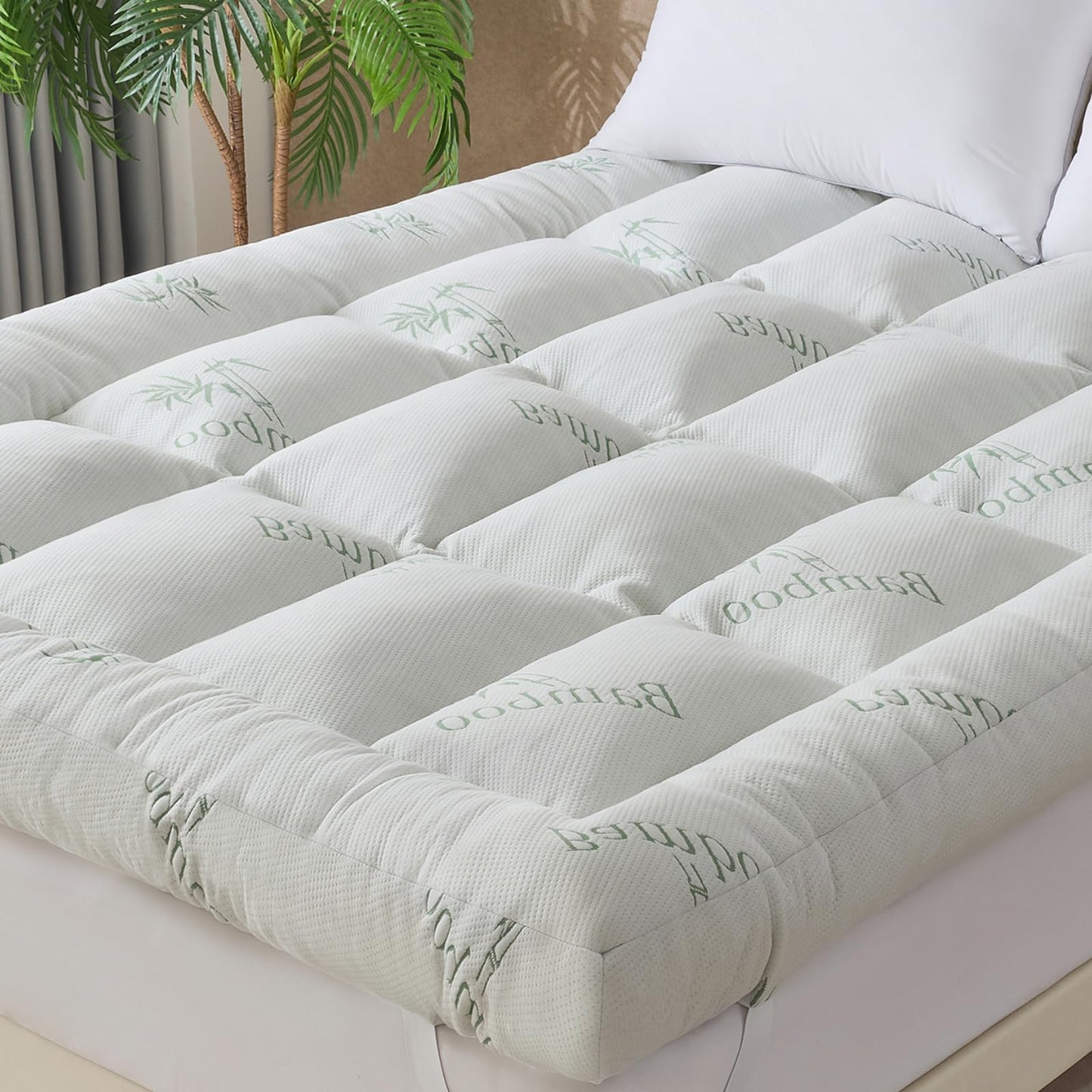 WhatsBedding 5 Inch Memory Foam Mattress Topper Twin Size for Back Pain Relief, with Cooling Breathable Bamboo Viscose Air Layer, Soft Pillow Top Mattress Topper, 75x39x5in