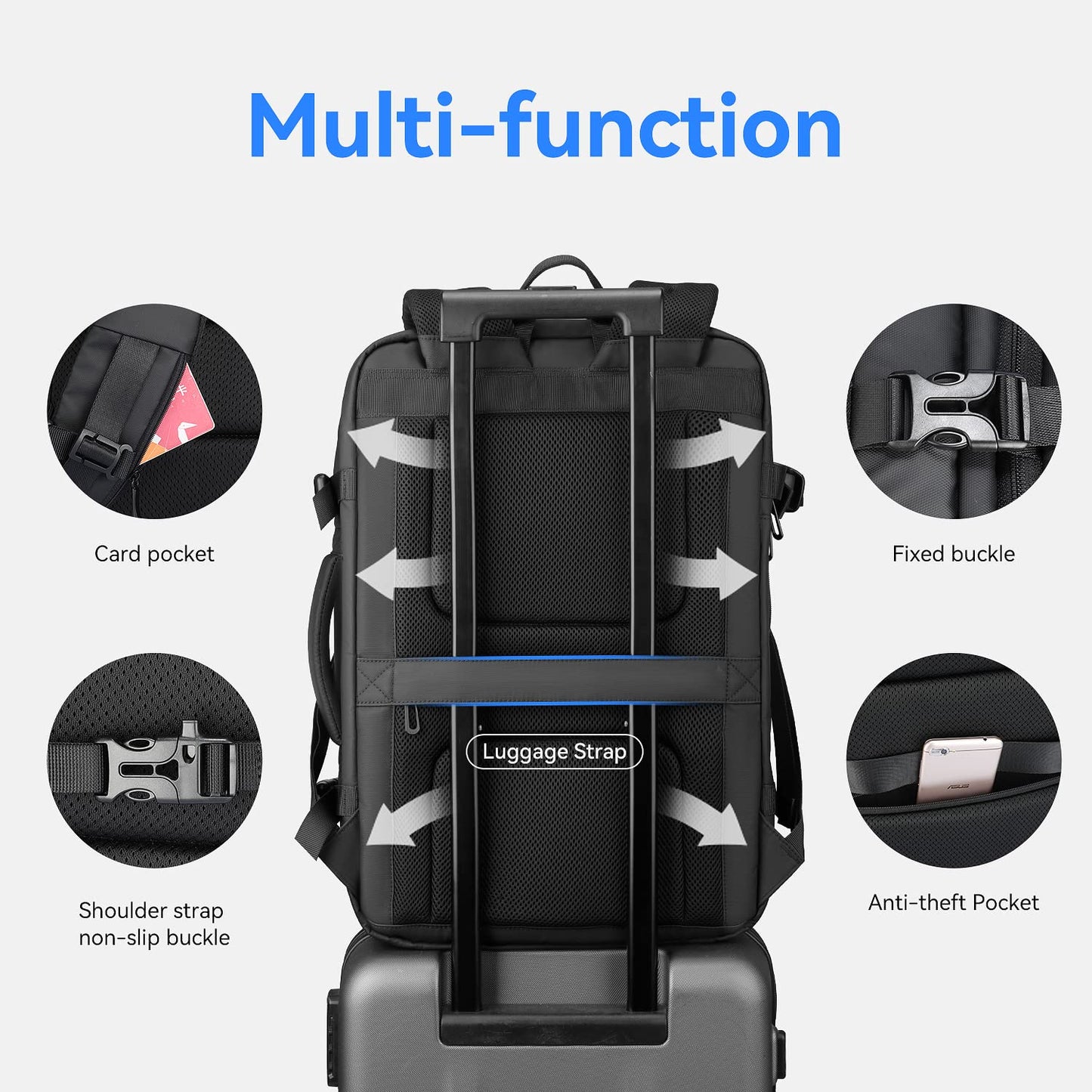 MARK RYDEN Travel Backpack for Men, 40L Airline Approved Carry on Backpack with USB Charging Port, 17.3 Inch Waterproof Business Laptop Backpack (12.6 x 8.0 x 19.6 Inch)