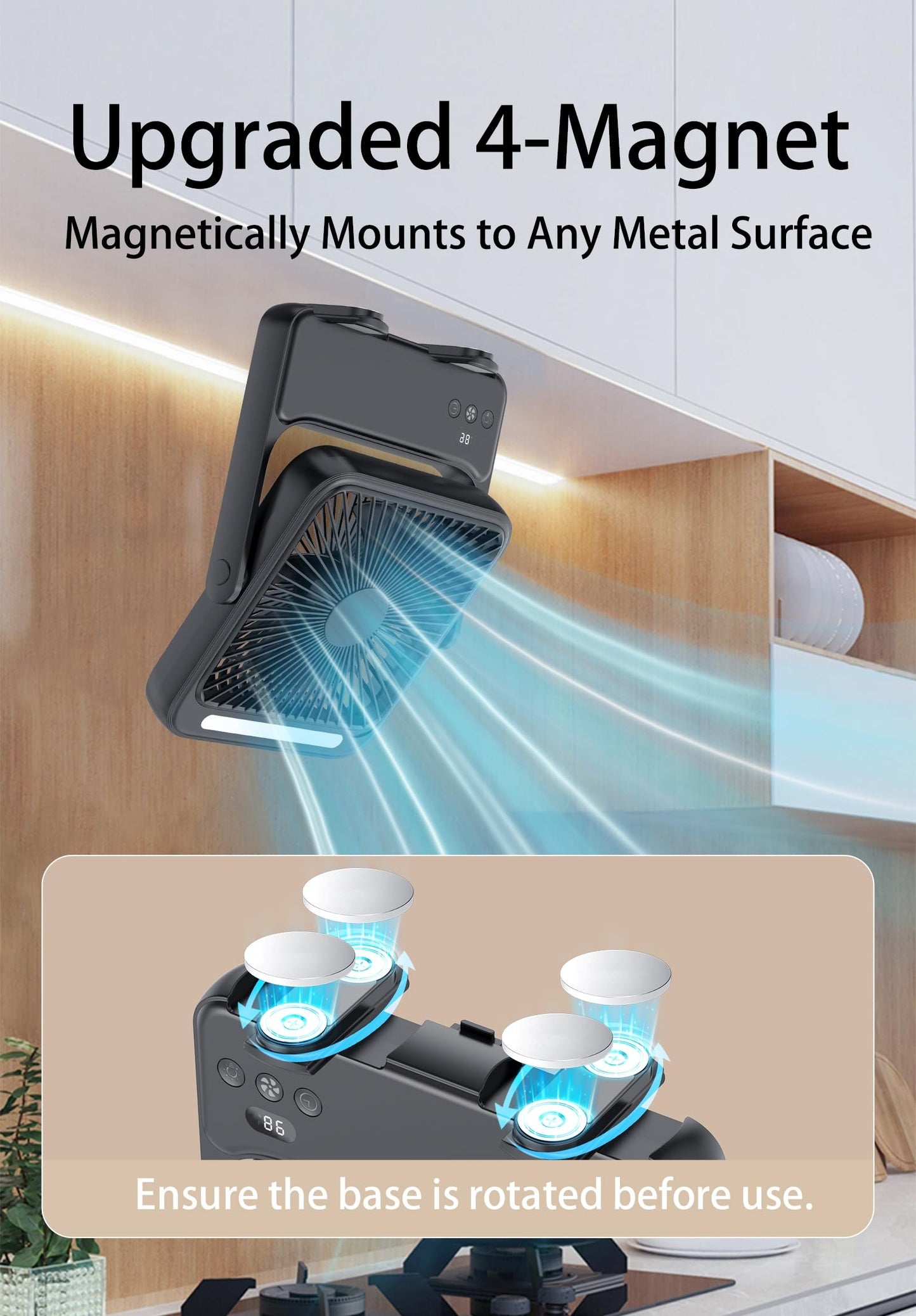 20000mAh Magnetic Cruise Approved Fan with Night Light, Ultra-Slim Travel Fan, 4-Speed, Hook Design, Portable Fan for Cruise Ship Cabin, Bedroom Sleeping, Camping, Travel & Cruise Essentials 2026