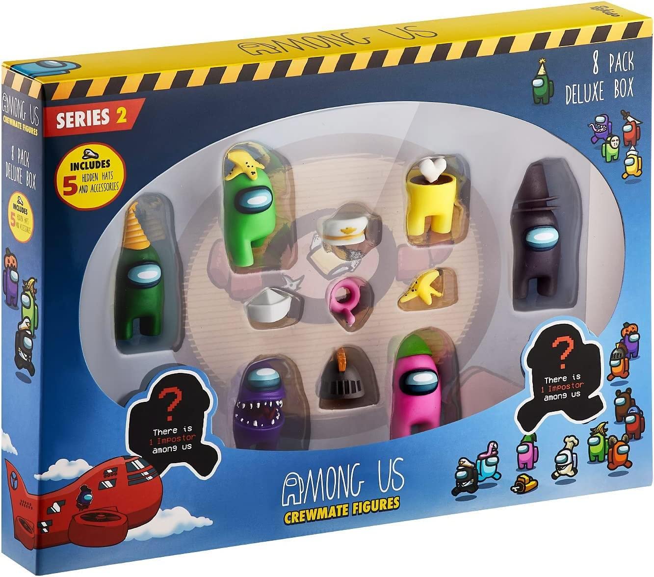 Among Us Crewmate Figures | Toys Out of 16 Collectibles in 1 Box | 8 Among Us Merch Incl. The Peeled and The Clogged | 2 Hidden Impostors | Mini Toys with 5 Add’l Hats
