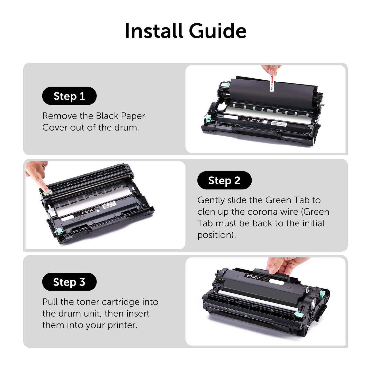 DR630 Drum Unit High Yield Compatible for Brother DR 630 DR-630 Replacement for HL-L2300D HL-L2320D HL-L2340DW HL-L2360DW HL-L2380DW MFC-L2700DW MFC-L2720DW DCP-L2520DW Printer (2 Pack, NOT Toner)