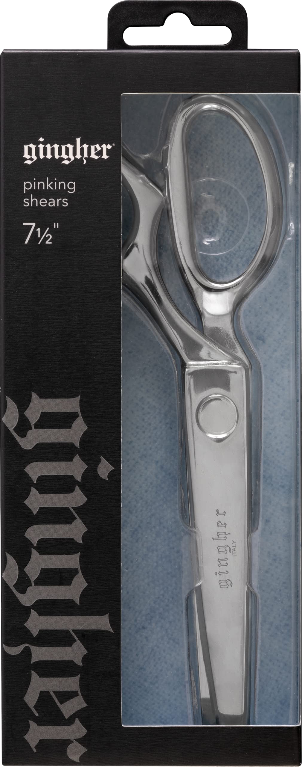 Gingher 7.5" Pinking Shears Scissors, Zigzag Blades for Ravel-Resistant Decorative Edges, Sawtooth Blades to Reduce Fraying for Fabric Cutting and Embroidery, Stainless Steel Chrome-over-Nickel Finish