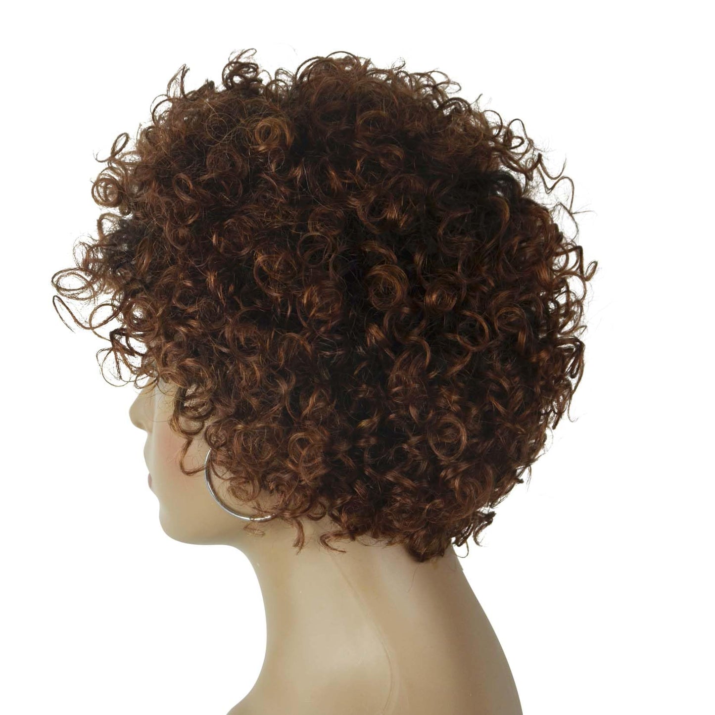 Short Human Hair Wig for Women of Color - Black to Ombre Brown Curls with Bangs - Non-Slip & Easy to Wear