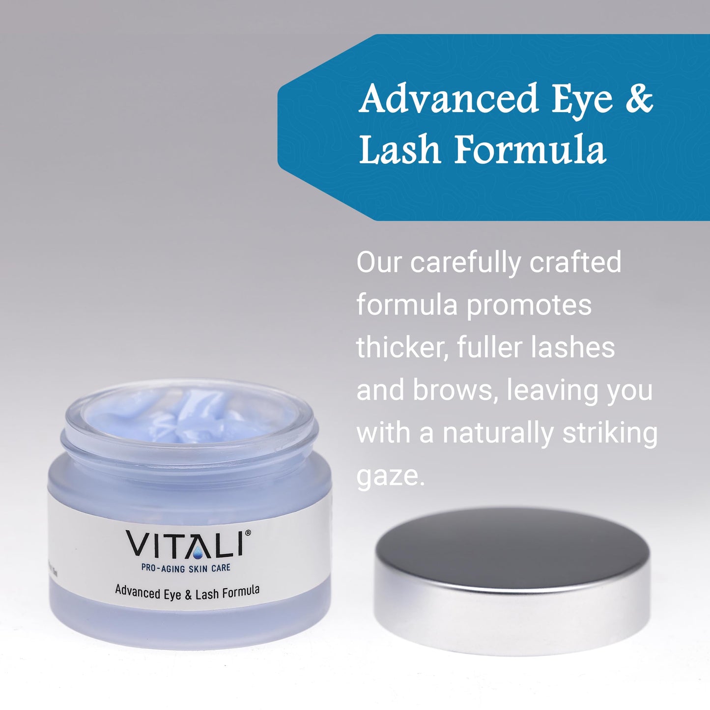 Vitali Advanced Eye & Lash Formula: Premium Age Reducing Copper Peptide Skincare for Longer Lashes and Fuller Eyebrows, Reduces Dark Circles and Puffy Eyes - 2 oz.