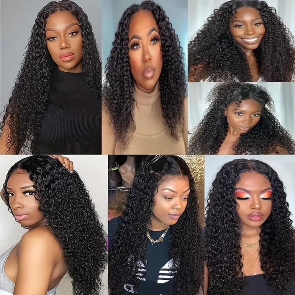 LOVFIR U Part Human Hair Wig Curly 180% Density Glueless Brazilian Remy Human Hair U Part Wig Kinky Curly U Part Wig Human Hair Full Head U Shape Clip in Wigs Curly Half Wig Human Hair 16 Inch