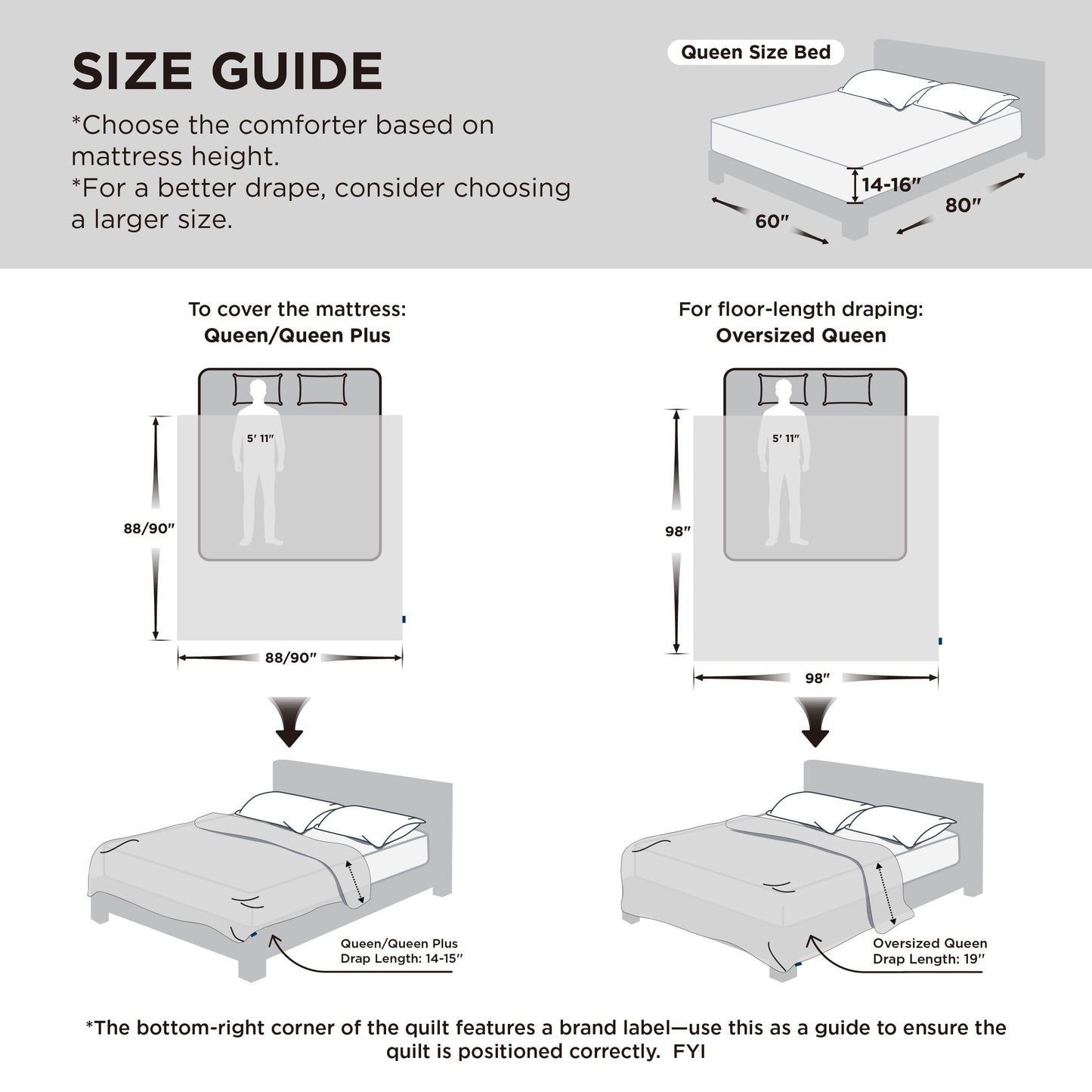 Bedsure Comforter Duvet Insert - Quilted Comforters Queen Plus Size, All Season Duvet, GentleSoft Down Alternative Bedding Blanket, with 8 Tabs, Gifts for Women/Men,Linen,Queen Plus 90 x 90 Inches