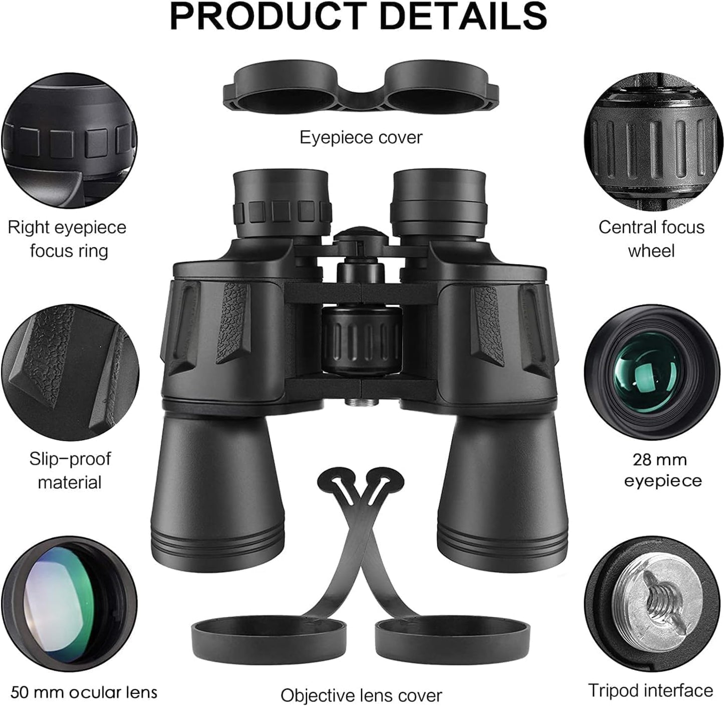 20x50 Binoculars for Adults, HD High Powered Professional Binoculars for Bird Watching Travel Stargazing Concerts Outdoor Sports-BAK4 Prism FMC Lens,Waterproof, Fogproof with Phone Adapter