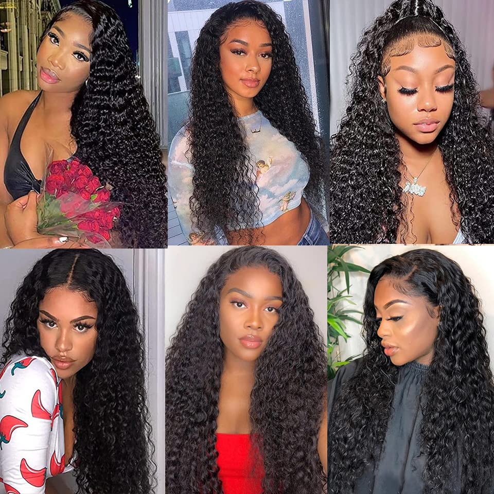 Pinketer Deep Wave Lace Front Wigs Human Hair Natural 13x4 Lace Frontal Wet and Wavy Wig 180% Density Brazilian Virgin Human Hair Wigs for Black Women with Baby Hair (Deep Curly Wig, 26 Inch)