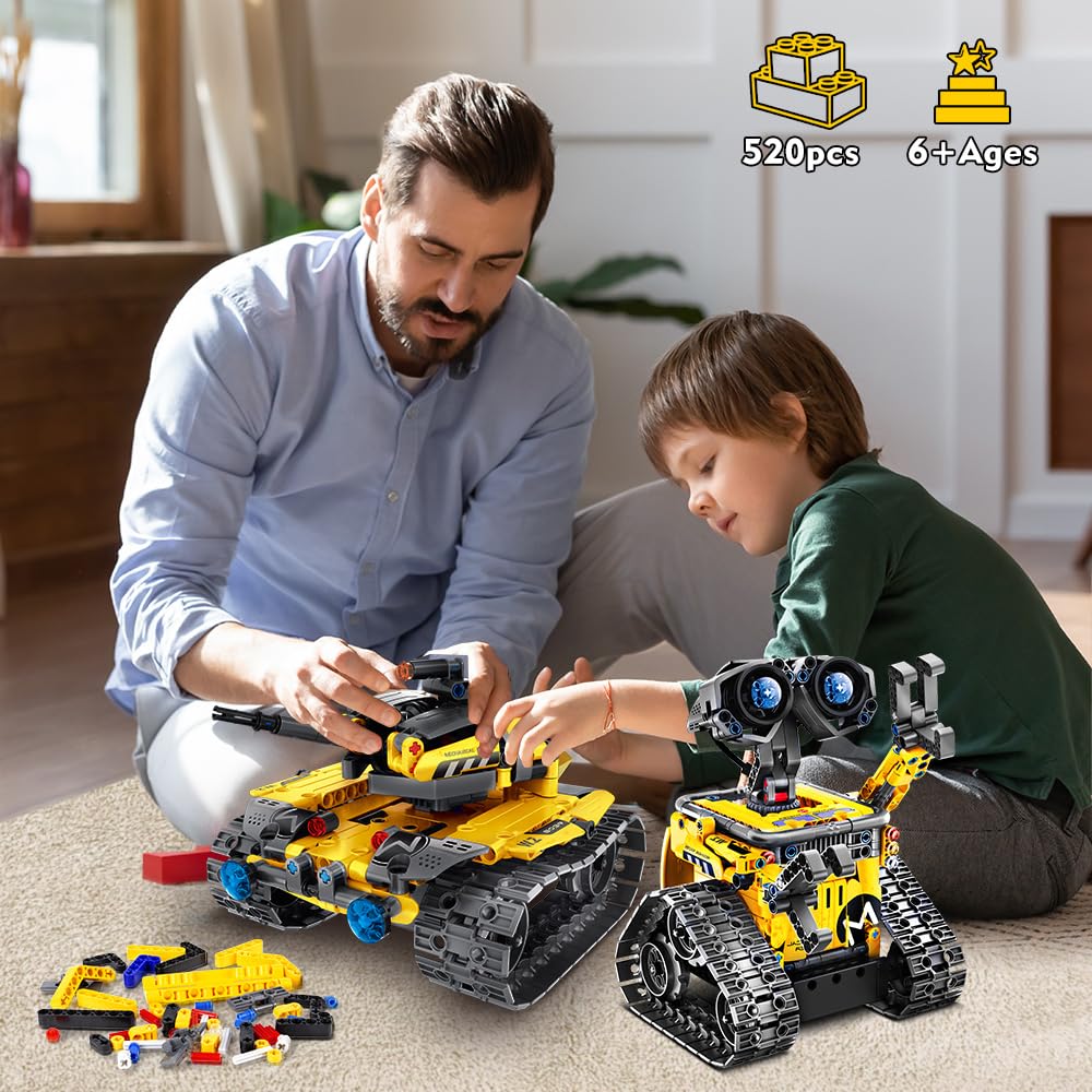 INSOON Robot Toys for Kids Building Set, 520 PCS App & Remote Control Robotics Kit, 5-in-1 RC Wall Robot Engineer Robot Dinosaur Building Block Toy Gift for Kids 6 7 8 9 10 11 12+ Years Old Boys Girls