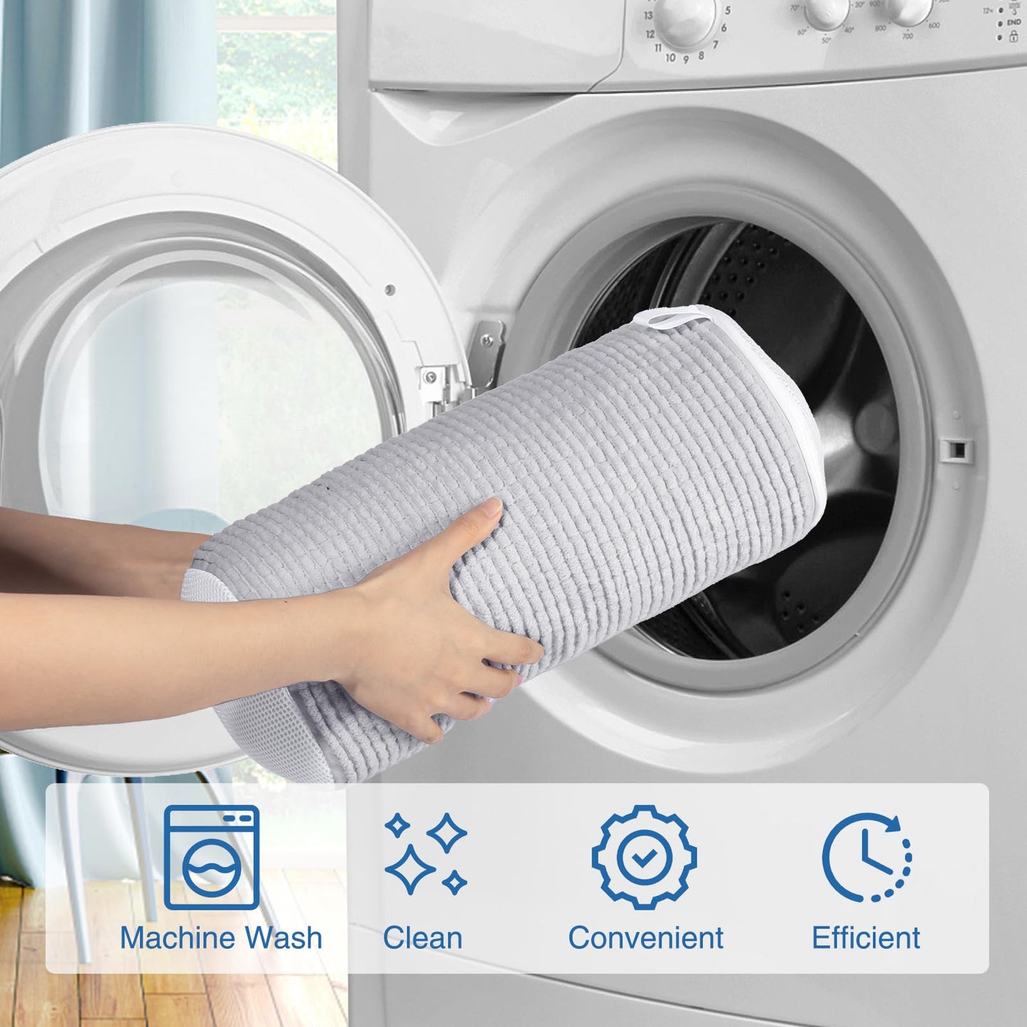 Teletrogy Shoe Laundry Bags for Washing Machine, Reusable Laundry Shoe Bag for Washer and Dryer, Fluffy Fibers 360° Wrap Around Cleaning, Adjustable Protective Shoe Trees - Home Dorm Travel, Gray