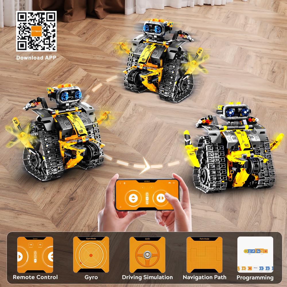 INSOON Robot Toys for Kids Building Set, 520 PCS App & Remote Control Robotics Kit, 5-in-1 RC Wall Robot Engineer Robot Dinosaur Building Block Toy Gift for Kids 6 7 8 9 10 11 12+ Years Old Boys Girls