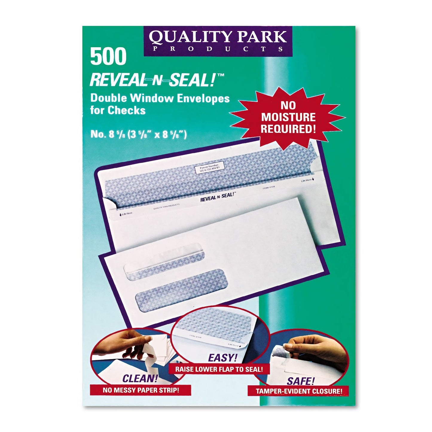 Quality Park 67539 Reveal/Seal Envelopes,Check,No.8-5/8,3-5/8-Inch x8-5/8-Inch,500/BX,WE