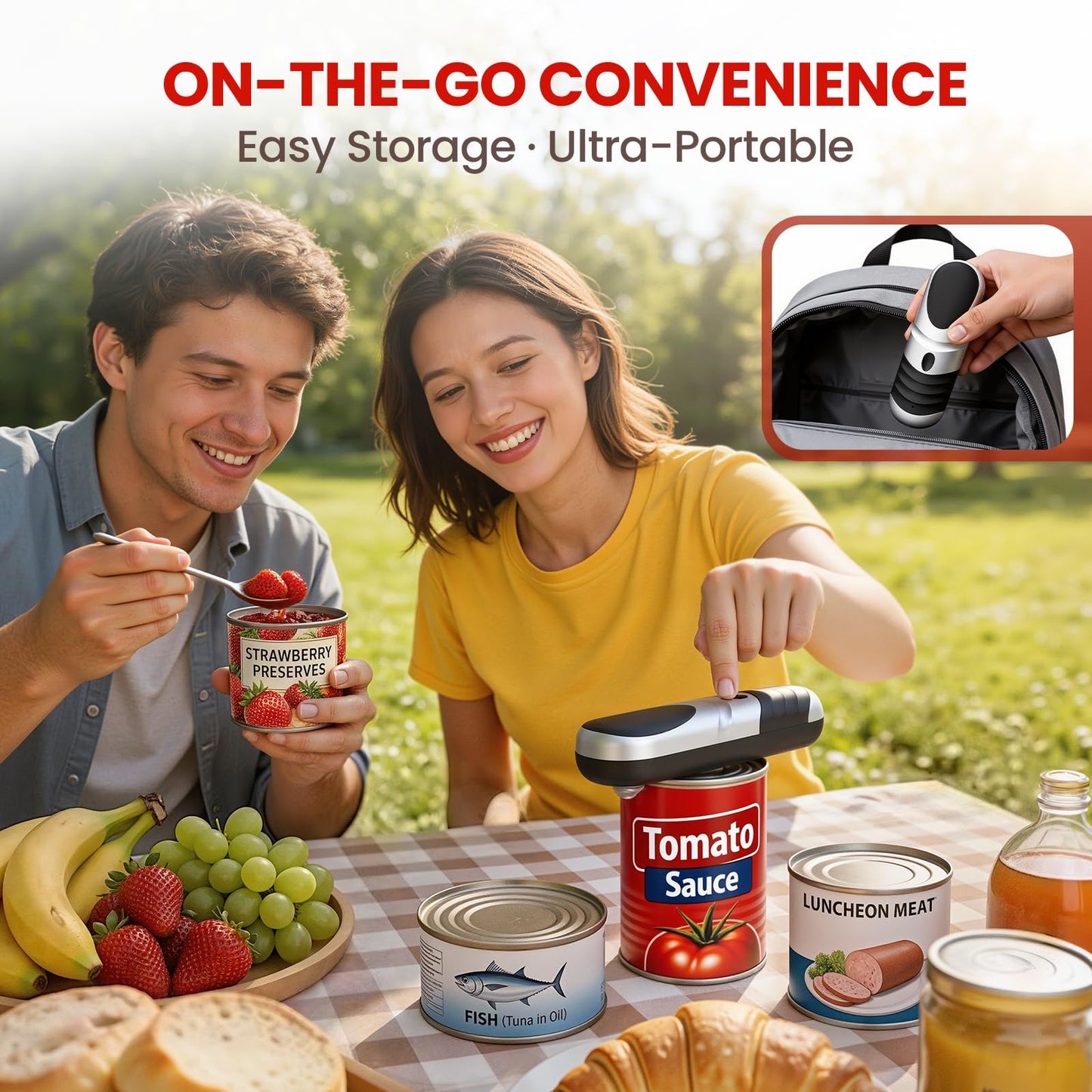 Electric Can Opener One Touch Automatic Can Opener for Seniors, Rechargeable Smooth Edge Can Opener with Magnetic Cover Catch, Food Safe Kitchen Gadget for Arthritis Hands