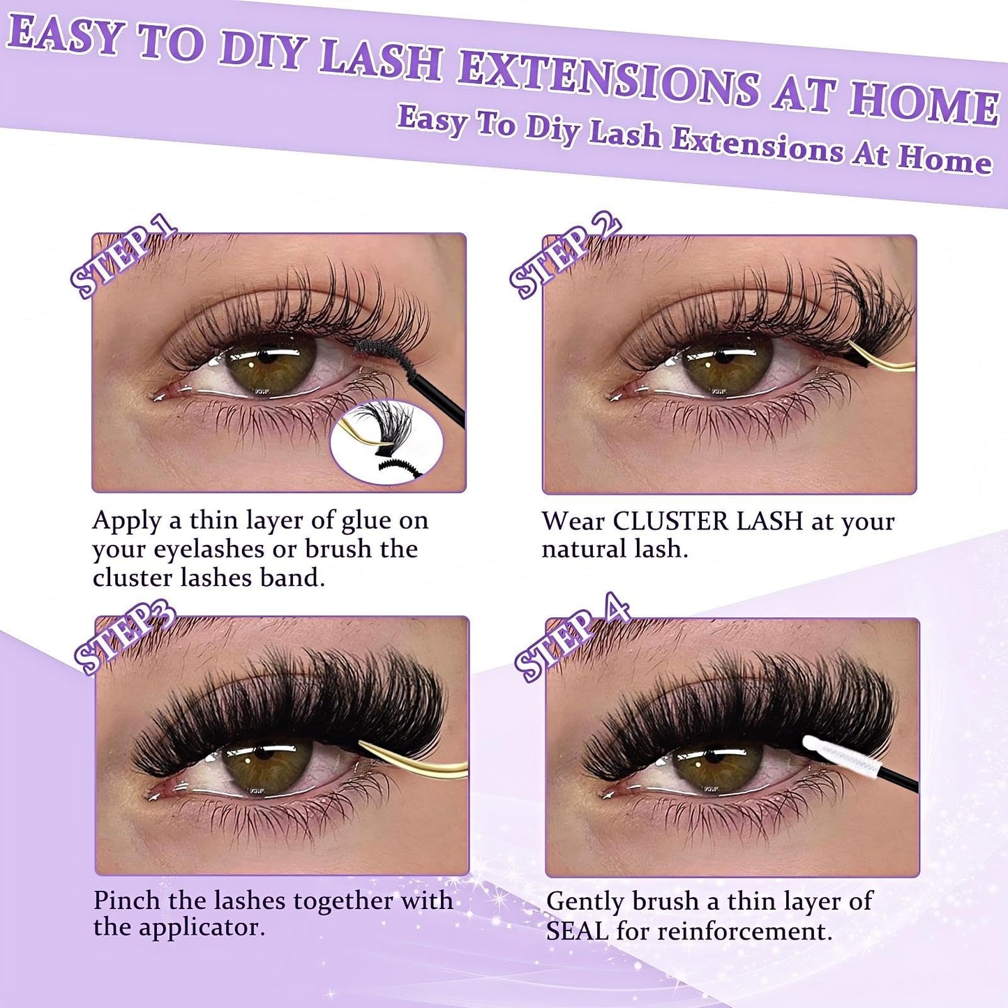 FEEGO Lash Extension Kit 200D Fluffy 10-20MM D Curl Lash Clusters Eyelash 160pcs Extension Kit Individual Lashes with Lash Bond and Seal Lash Remover Lash (200D LASH KIT)