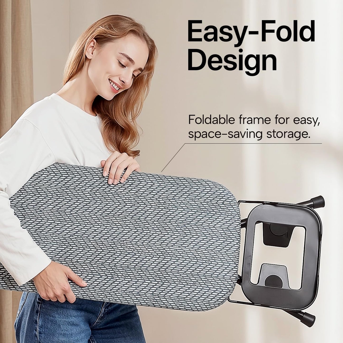 Modernly Basic Ironing Board Full Size | Heavy Duty Iron Board with Multi-Layer Cover Pad - Height Adjustable Iron Table, Safety Iron Rest, Ironing Boards for Laundry Room or Dorm Use (43x13)