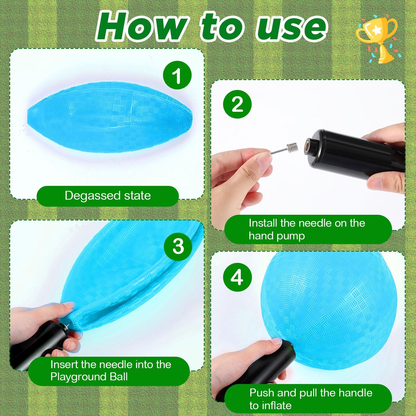Jenaai 18 Pcs Sports Kickball Set Includes 10 Inches Playground Ball 5 Rubber Throw Down Bases Ball Pump Scoreboard Net Bag 10 Foul Line Cones for Kids Adults Playground School Backyard Game (Blue)
