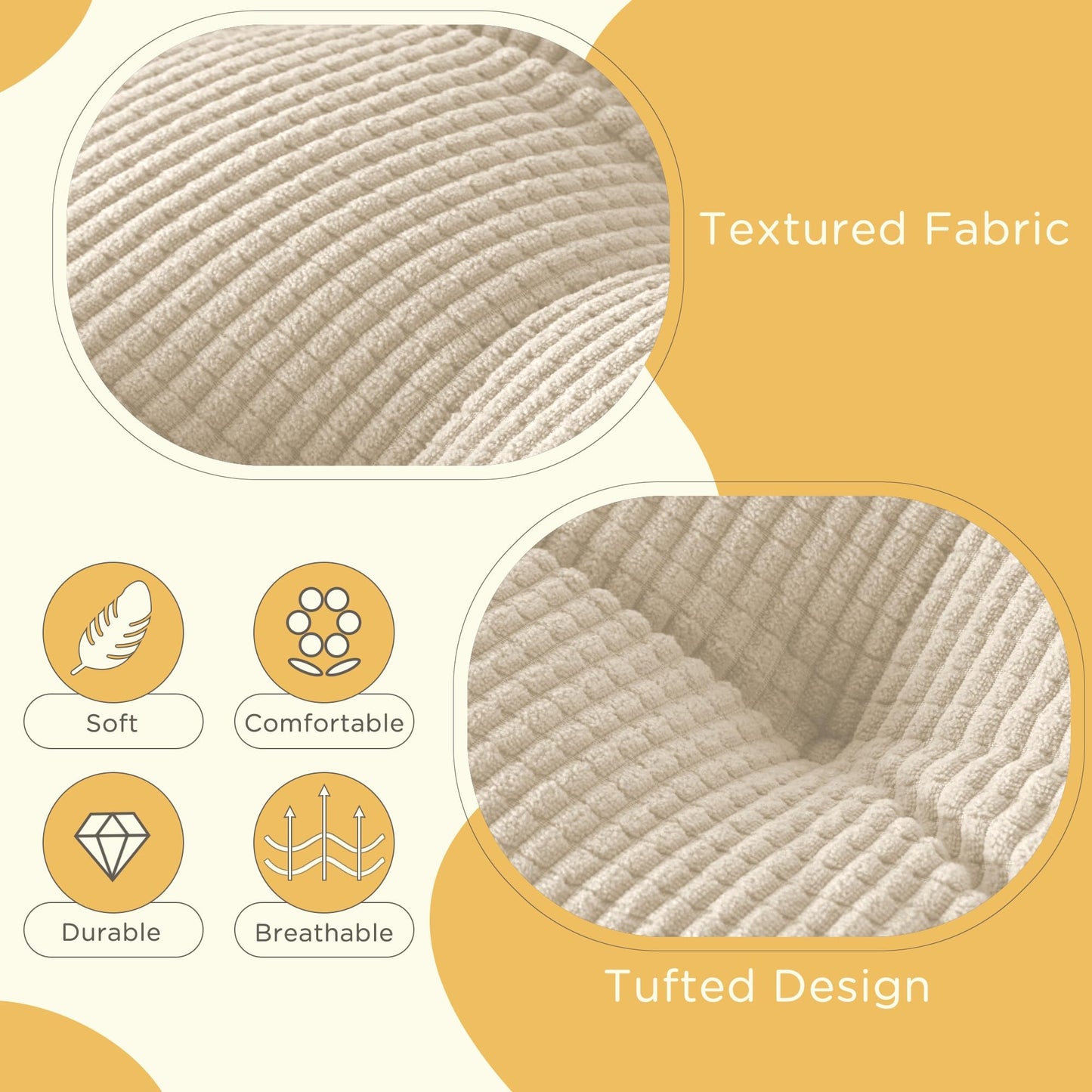 MineCozy Indoor Dining Chair Cushions Set of 6 Kitchen Chair Pads with Ties Tufted Seat Cushion with Anti-Slip Backing 17"X16"X3" Cream