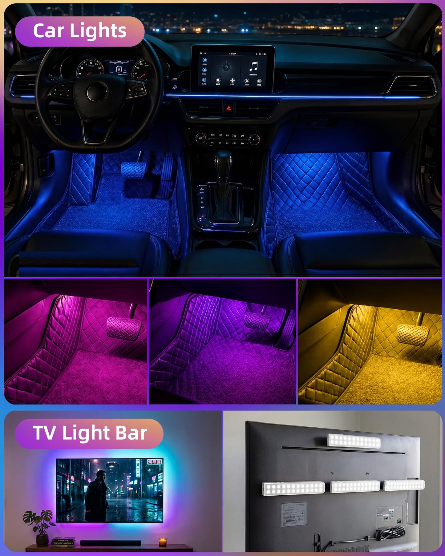 EZVALO 80 Color Changing Light Bars, 1800mAh Rechargeable Battery Operated Under Cabinet Lighting Wireless, Magnetic, Under-Counter Light Fixtures with Remote for Kitchen, Shelves, Home Bar, 4Pack