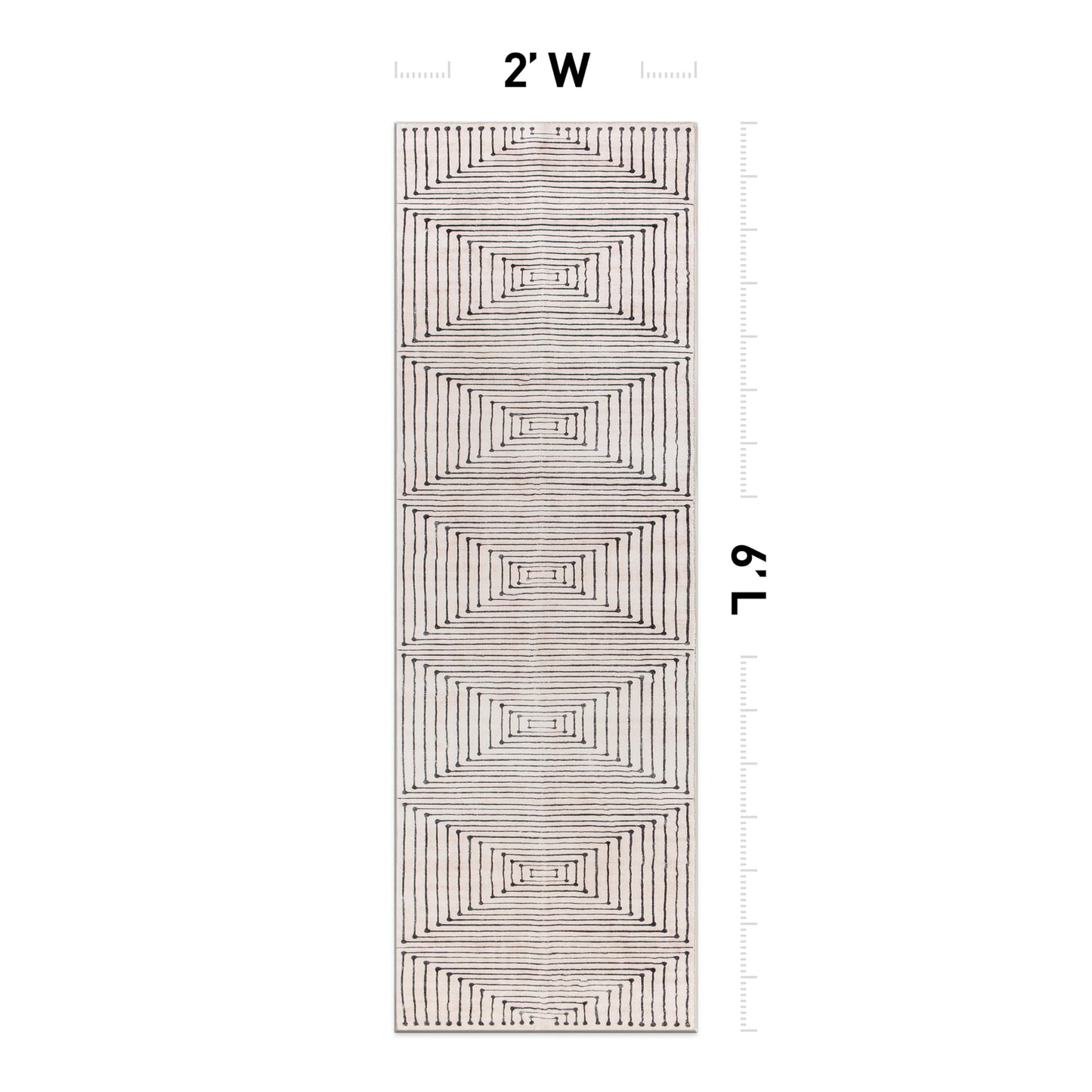 Rugshop Marbella Bohemian Stripes Washable Non Slip Runner Rug 2' x 6' Beige