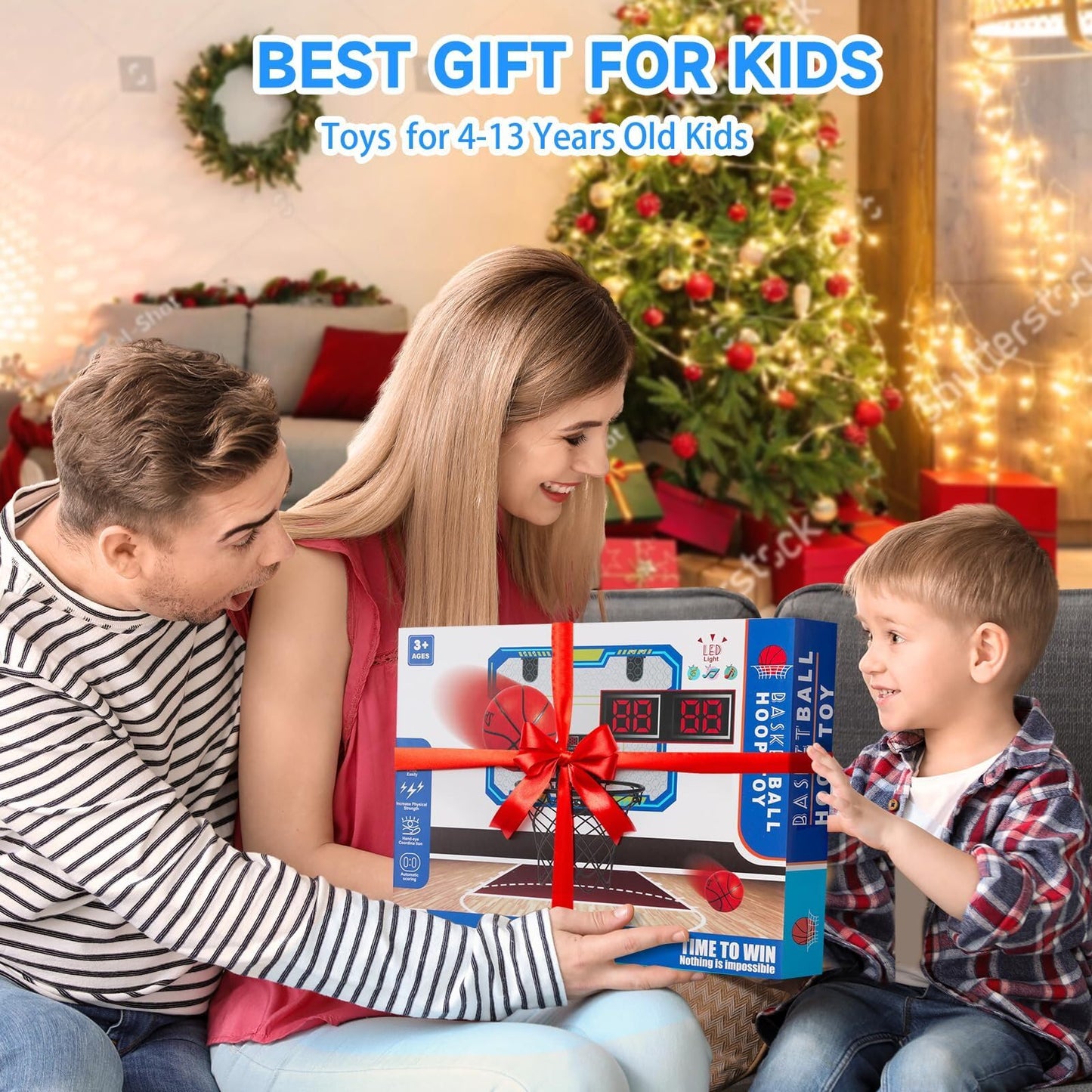 Vignuto Indoor Basketball Hoop for Kids (4-12 Years Old), Over The Door Mini Basketball Hoop with Scoring, Countdown and Music Functions