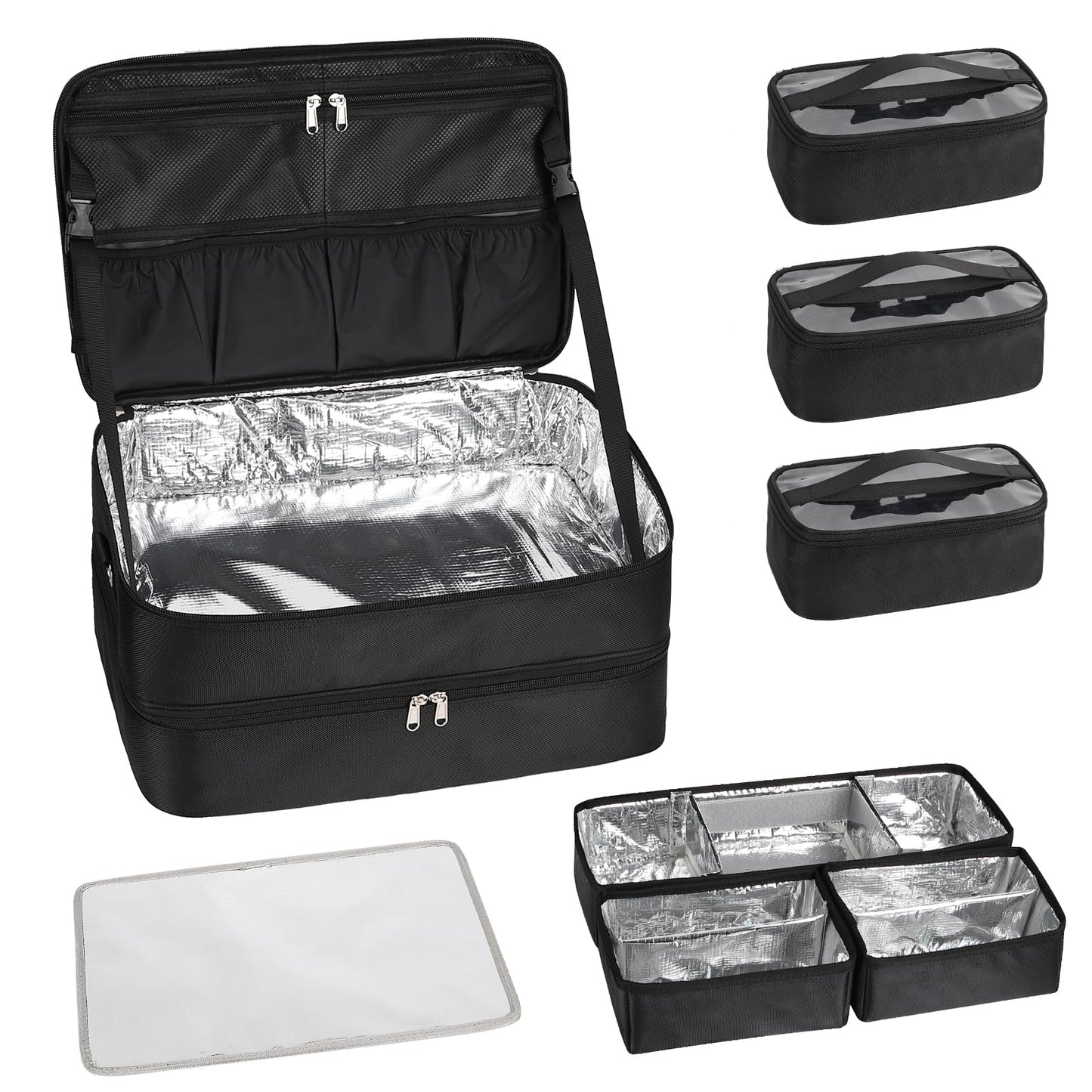 Extra Large Makeup Case, Professional Makeup Train Case for Makeup Artist Traveling Organizer, Double Layer XL Cosmetic Travel Case for Cosmetology with 3 Detachable compartments and 3 Makeup Bags